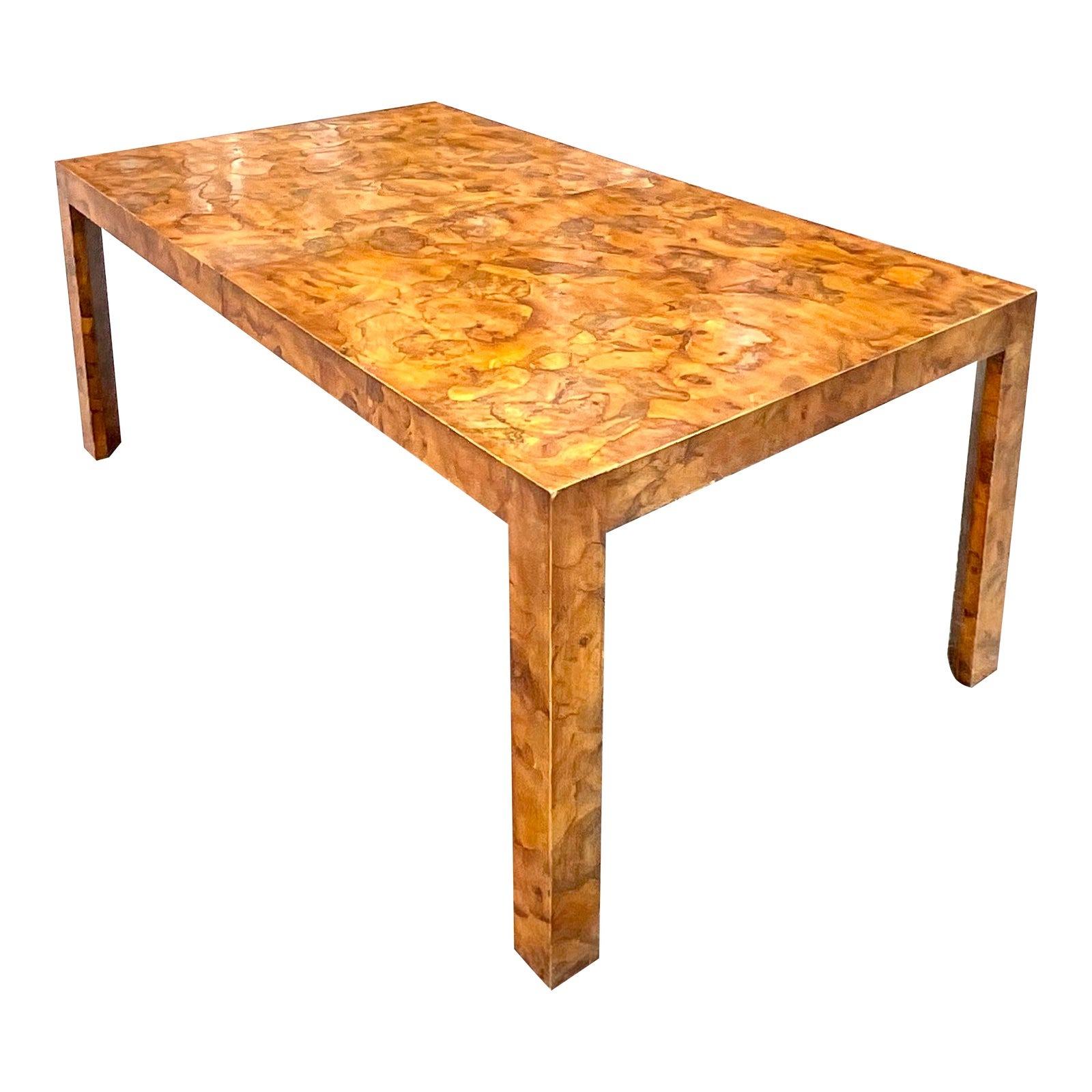 Mid 20th Century Vintage Italian Olive Burl Wood Extendable Dining Table