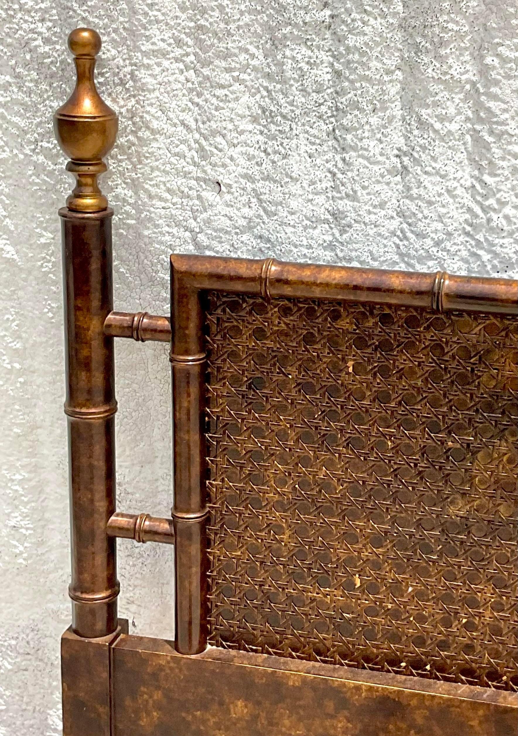 American Mid 20th Century Vintage John Widdicomb Cane King Headboard