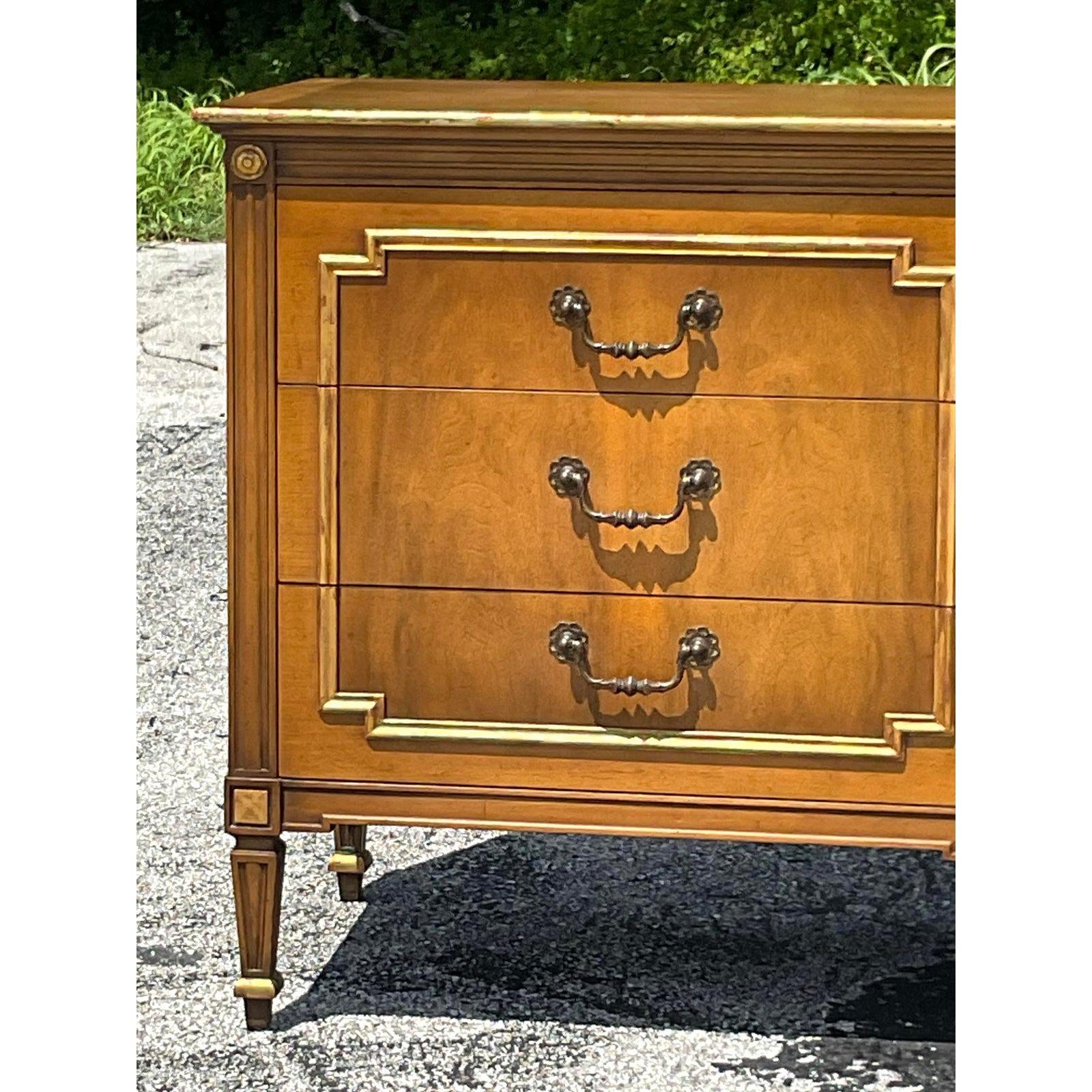 North American Mid 20th Century Vintage John Widdicomb Gilt Tipped Credenza For Sale