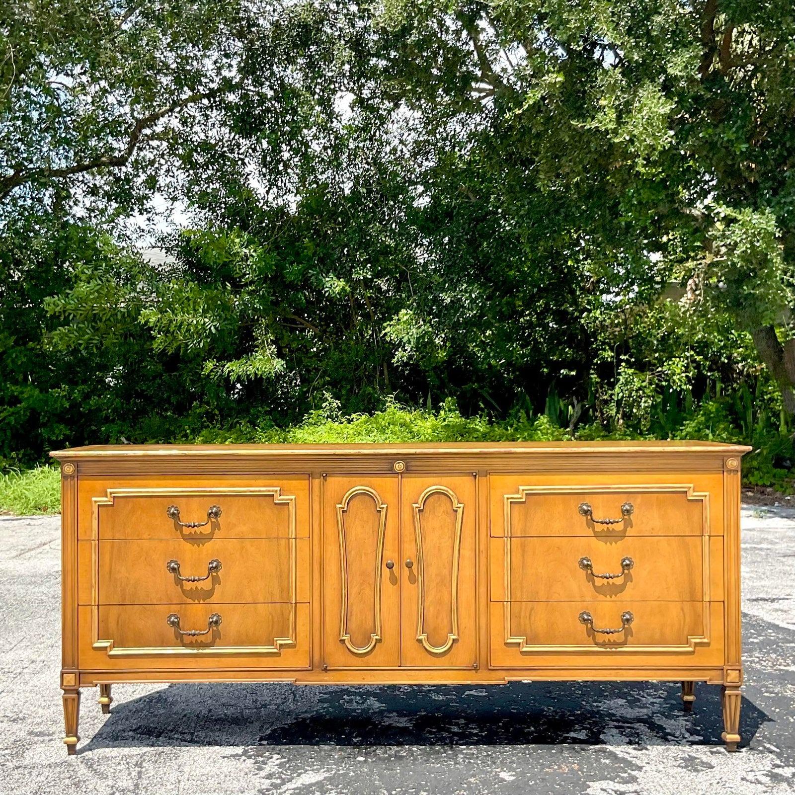 Mid 20th Century Vintage John Widdicomb Gilt Tipped Credenza In Good Condition For Sale In west palm beach, FL