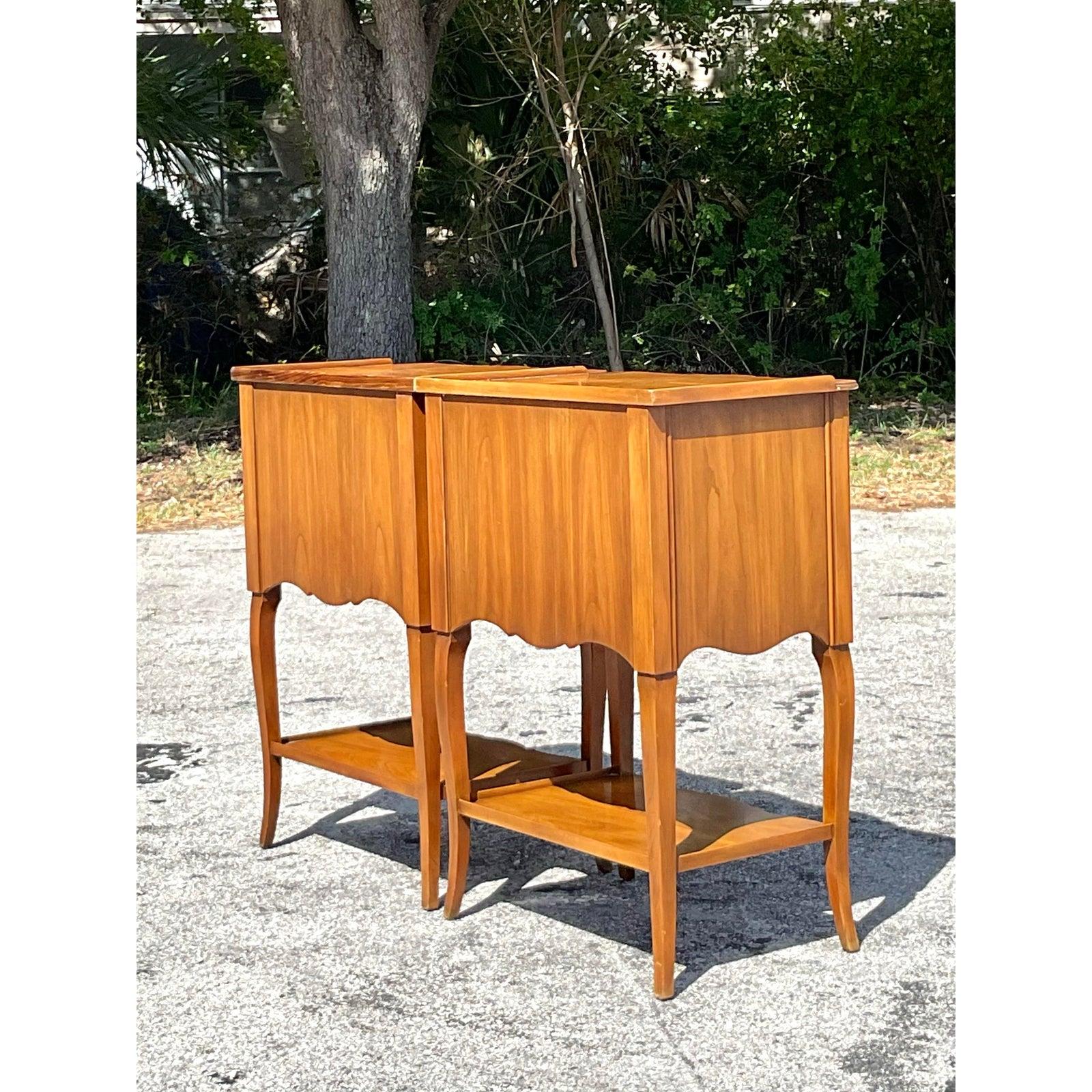 Mid 20th Century Vintage John Widdicomb Roll Front Cherry Nightstands - A Pair 5