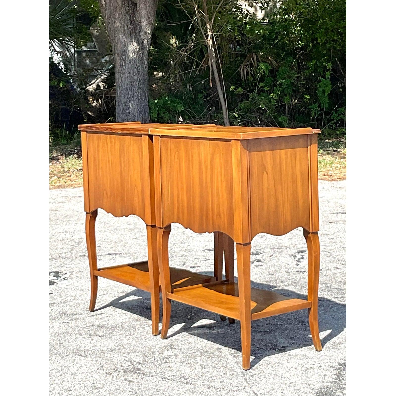 Mid 20th Century Vintage John Widdicomb Roll Front Cherry Nightstands - A Pair 6