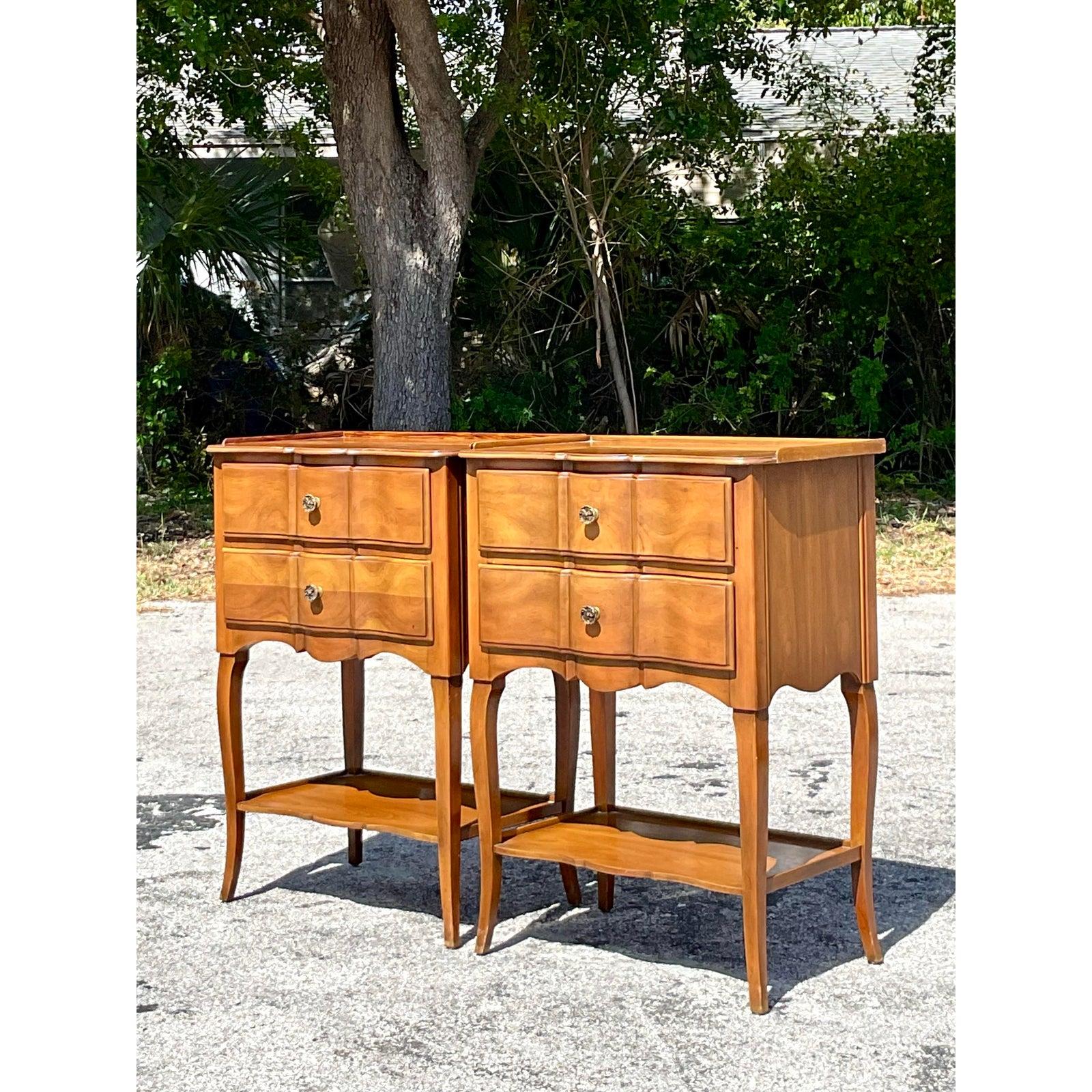 Mid 20th Century Vintage John Widdicomb Roll Front Cherry Nightstands - A Pair 2