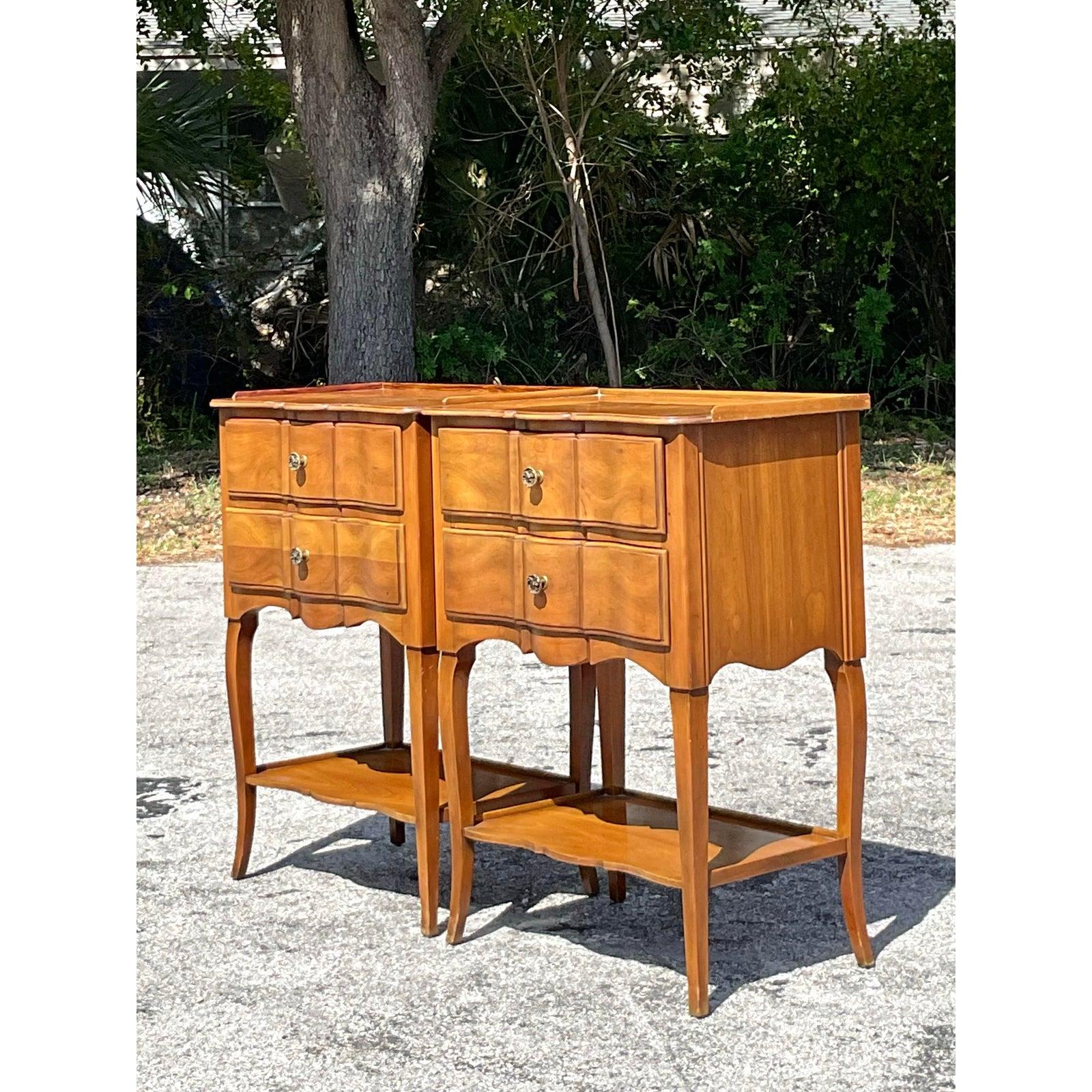 Mid 20th Century Vintage John Widdicomb Roll Front Cherry Nightstands - A Pair 3