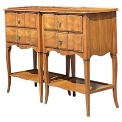 Mid 20th Century Vintage John Widdicomb Roll Front Cherry Nightstands - A Pair