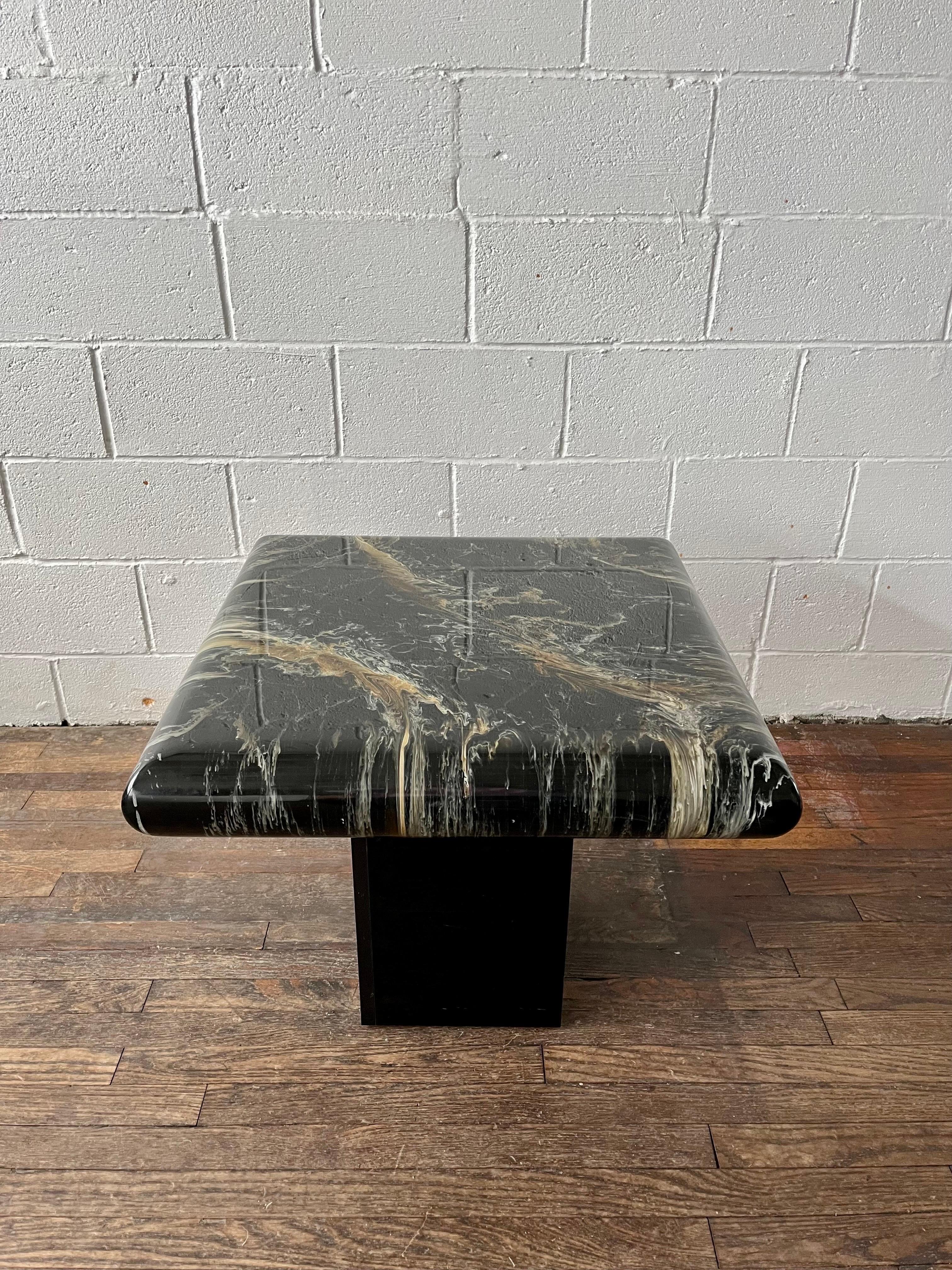 Mid-Century Modern Mid 20th Century Karl Springer Style End Table in Faux Marble Finish For Sale
