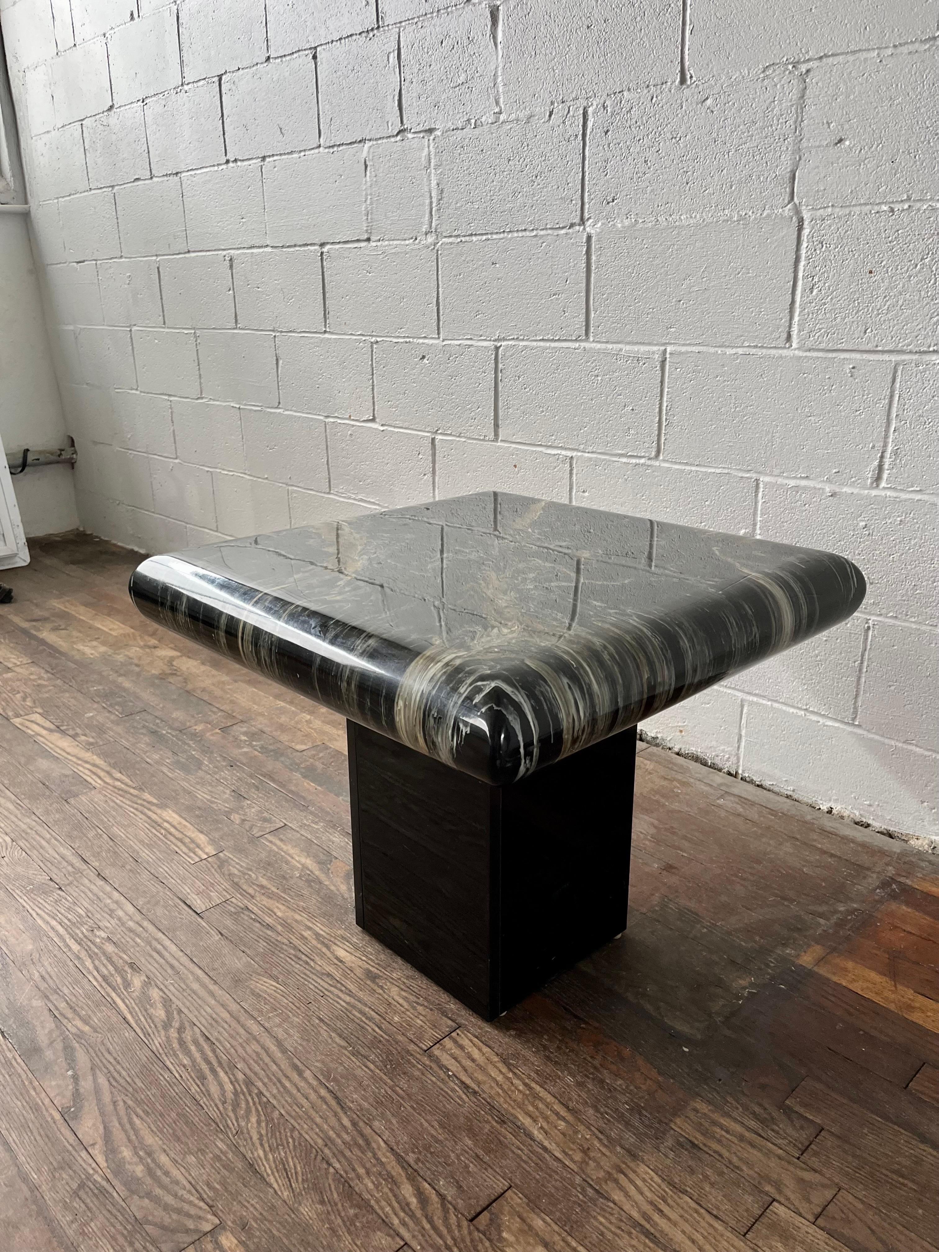 Mid 20th Century Karl Springer Style End Table in Faux Marble Finish For Sale 2
