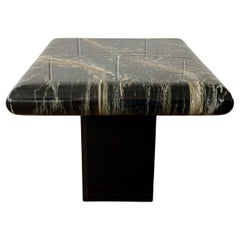 Retro Mid 20th Century Karl Springer Style End Table in Faux Marble Finish