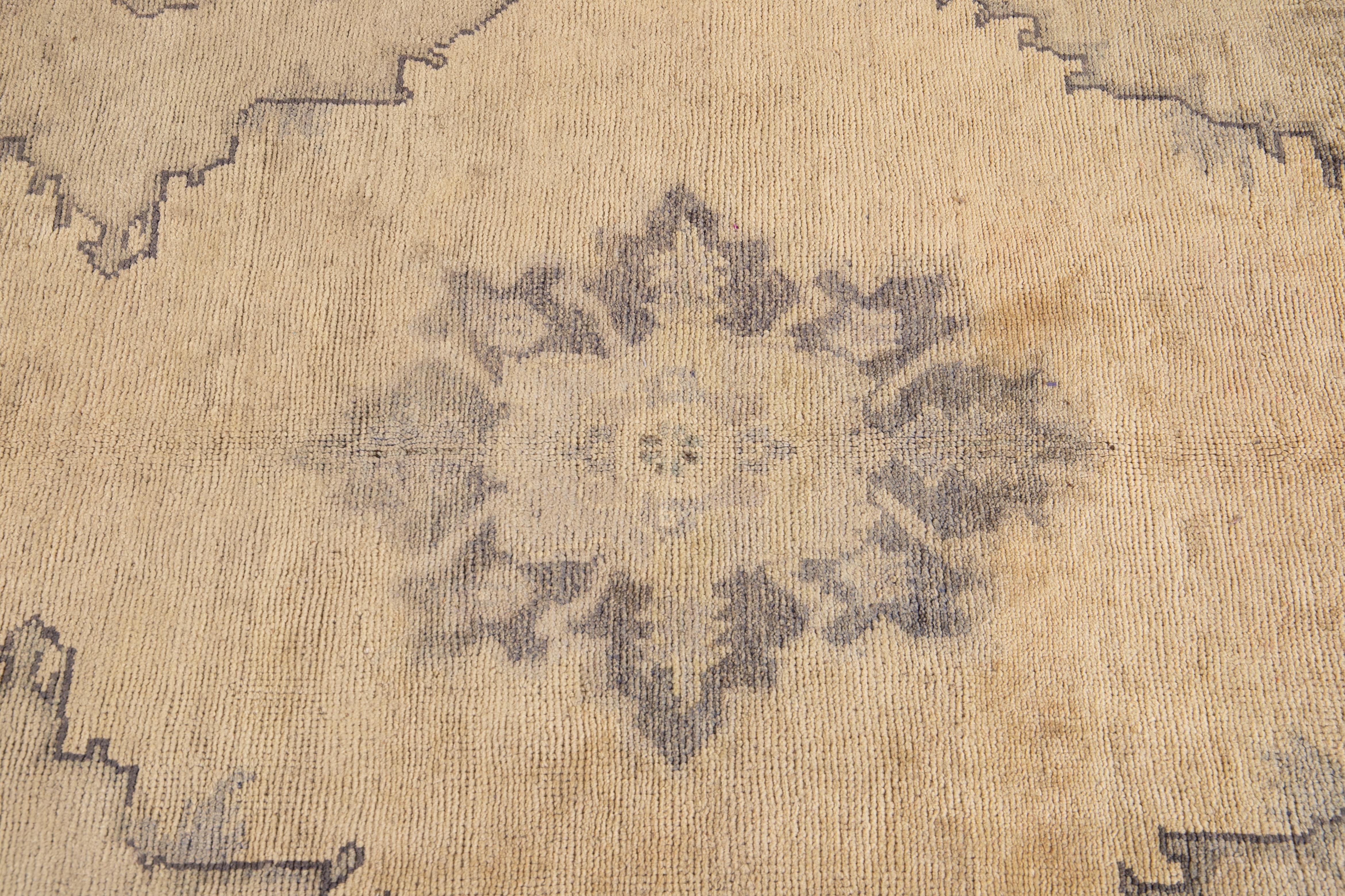 Hand-Knotted Mid-20th Century Vintage Khotan Wool Rug For Sale