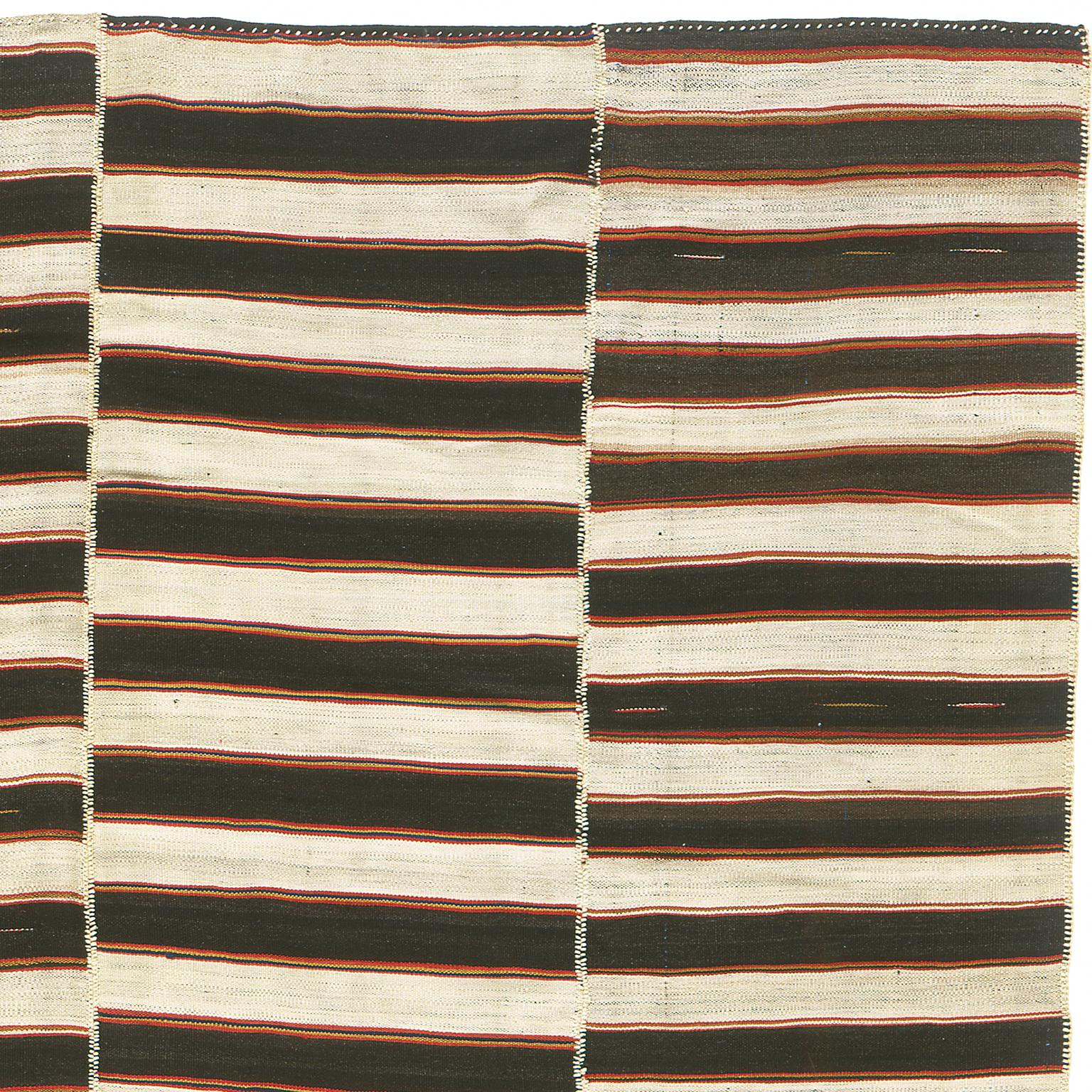 Hand-Woven Mid-20th Century Vintage Kilim Composition Carpet