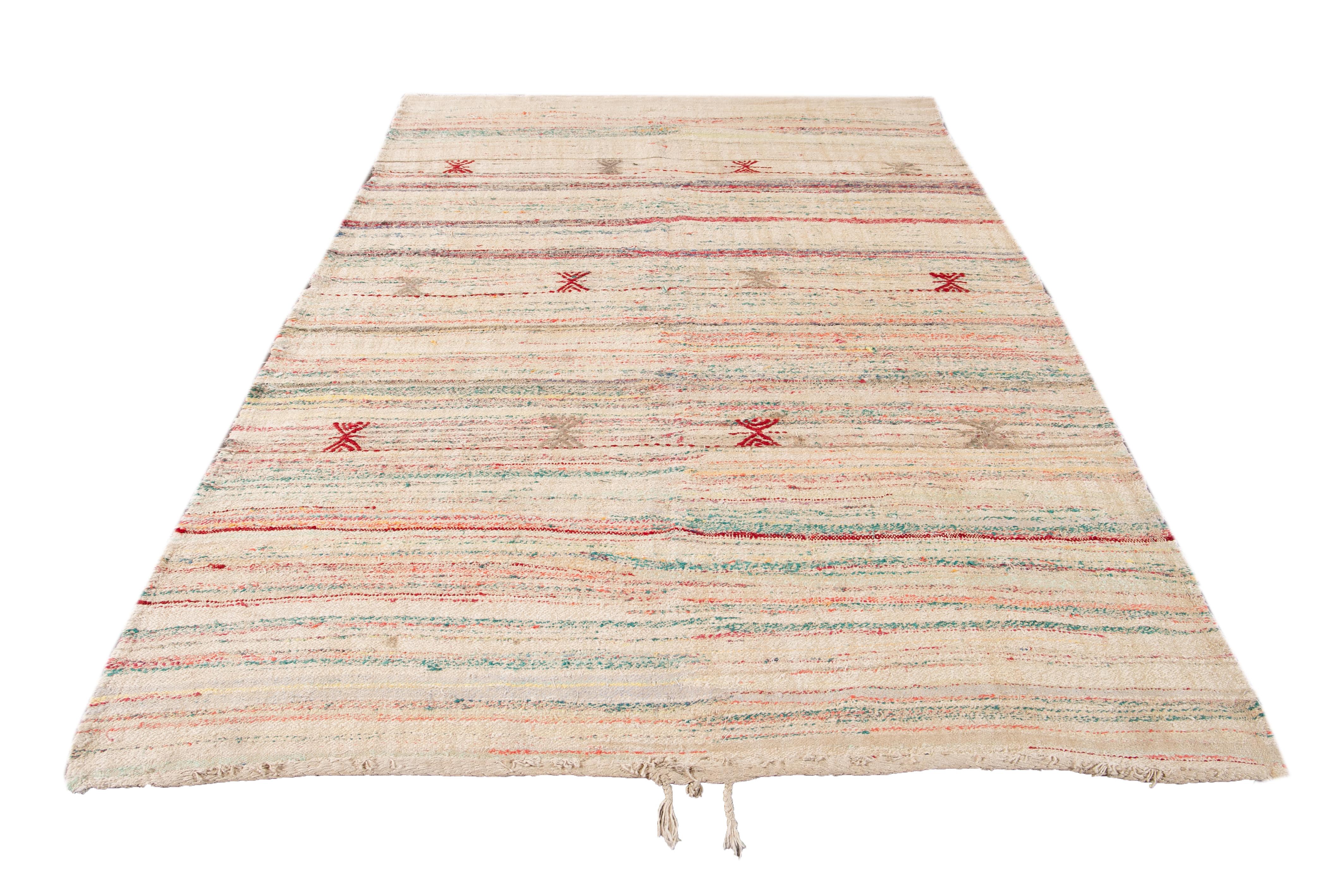 Mitte des 20. Jahrhunderts Vintage-Kelim-Wollteppich im Angebot 9