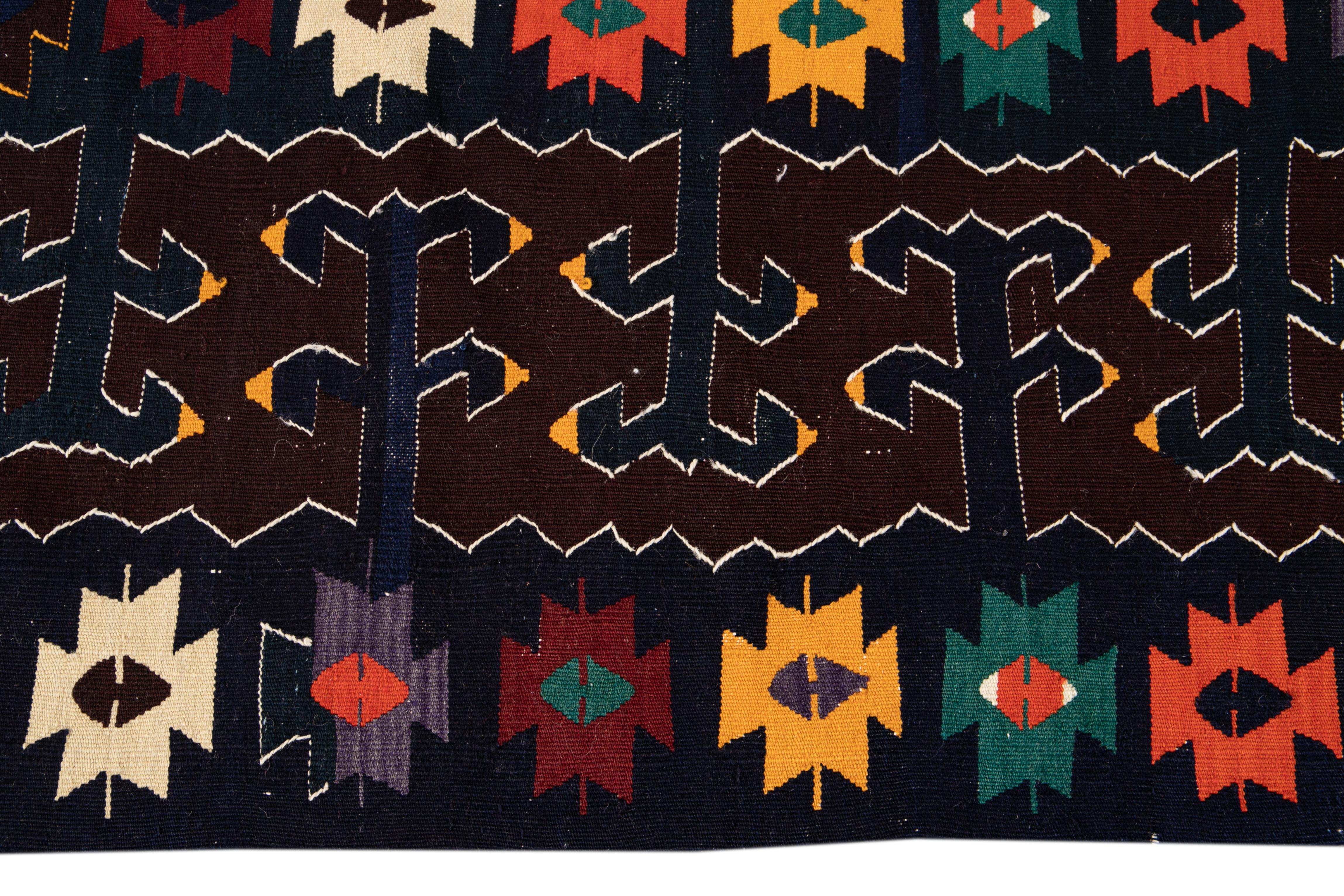 Persian Mid-20th Century Vintage Kilim Wool Rug For Sale