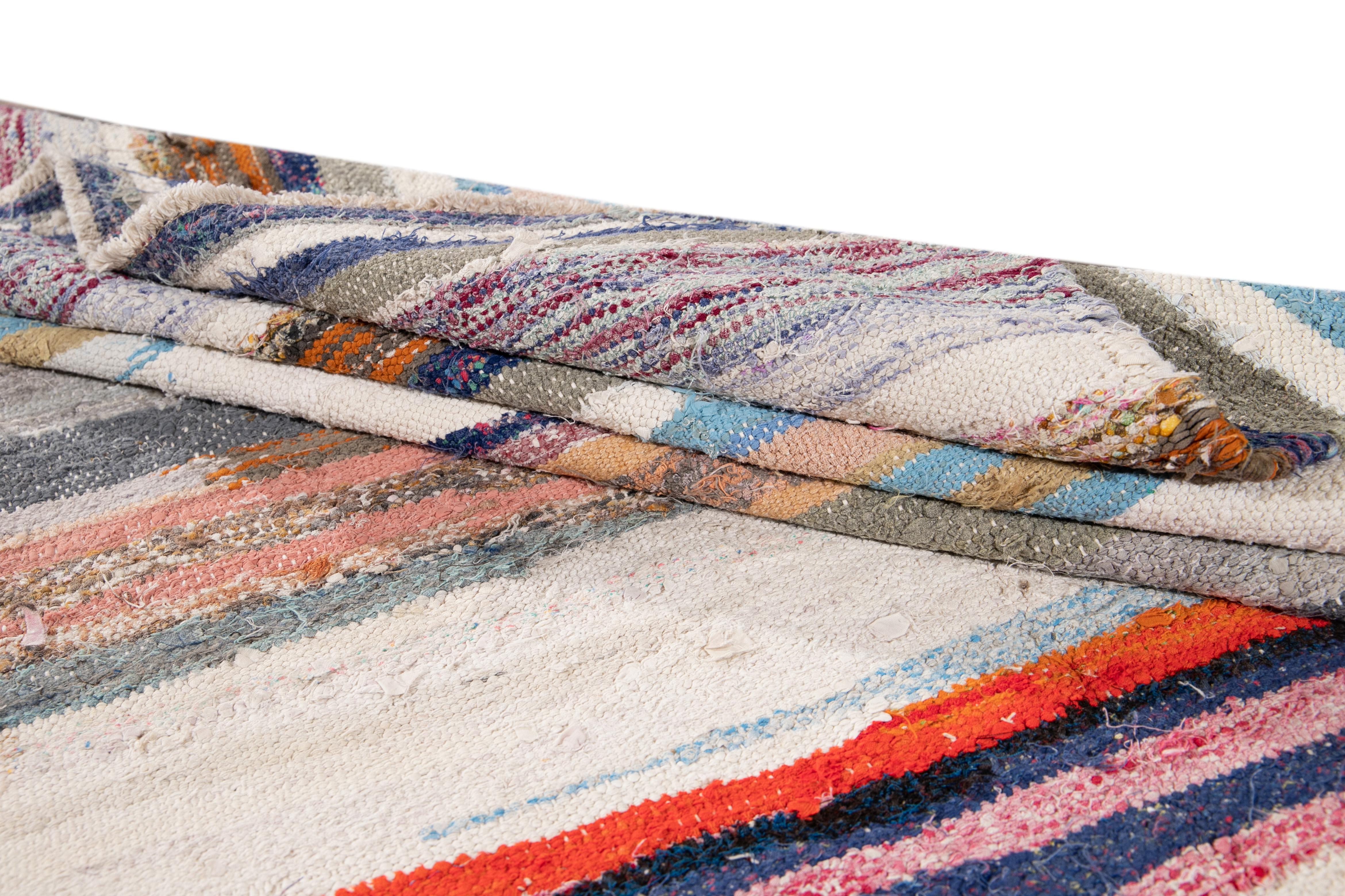 Hand-Knotted Mid-20th Century Vintage Kilim Wool Rug For Sale