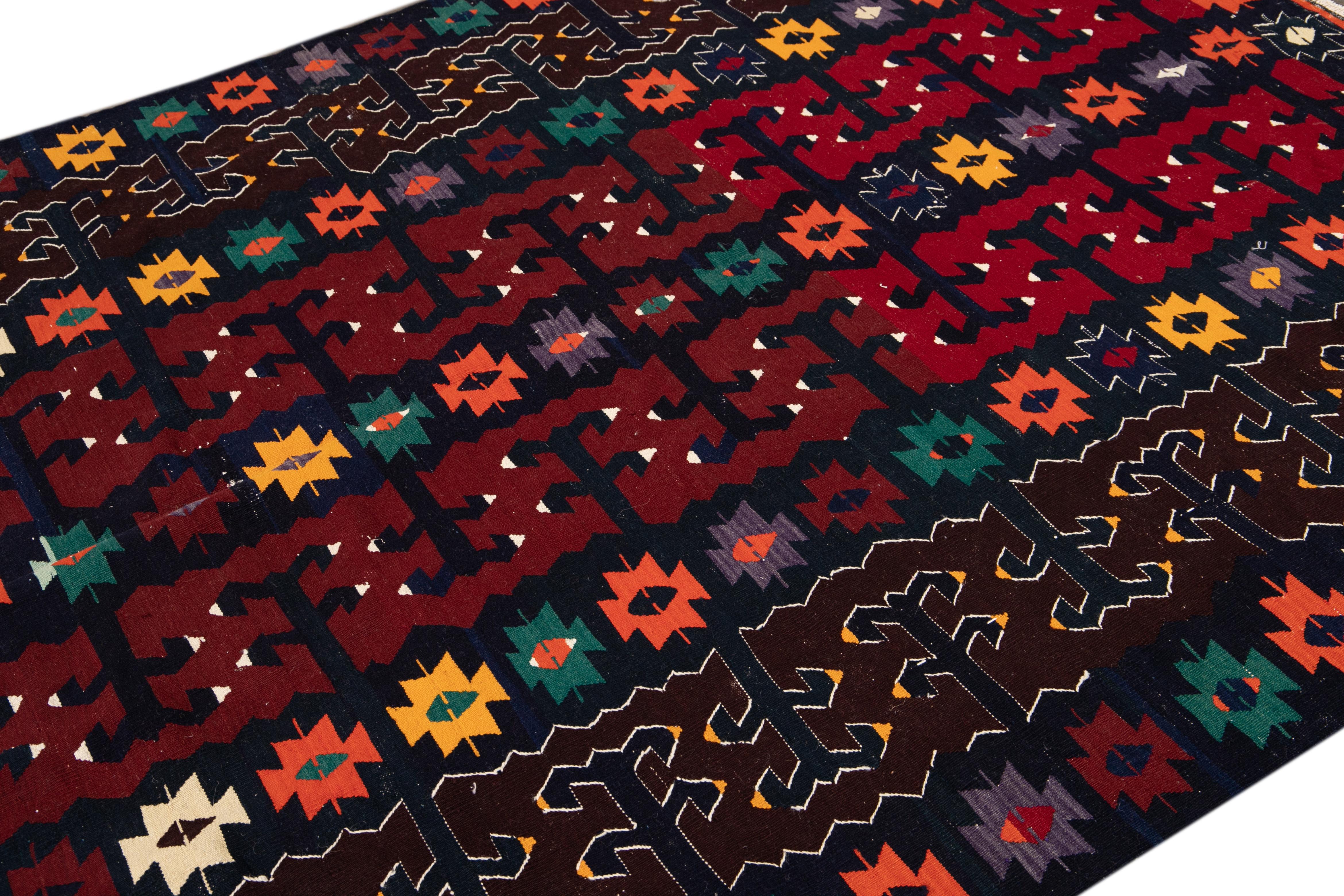 Hand-Knotted Mid-20th Century Vintage Kilim Wool Rug For Sale