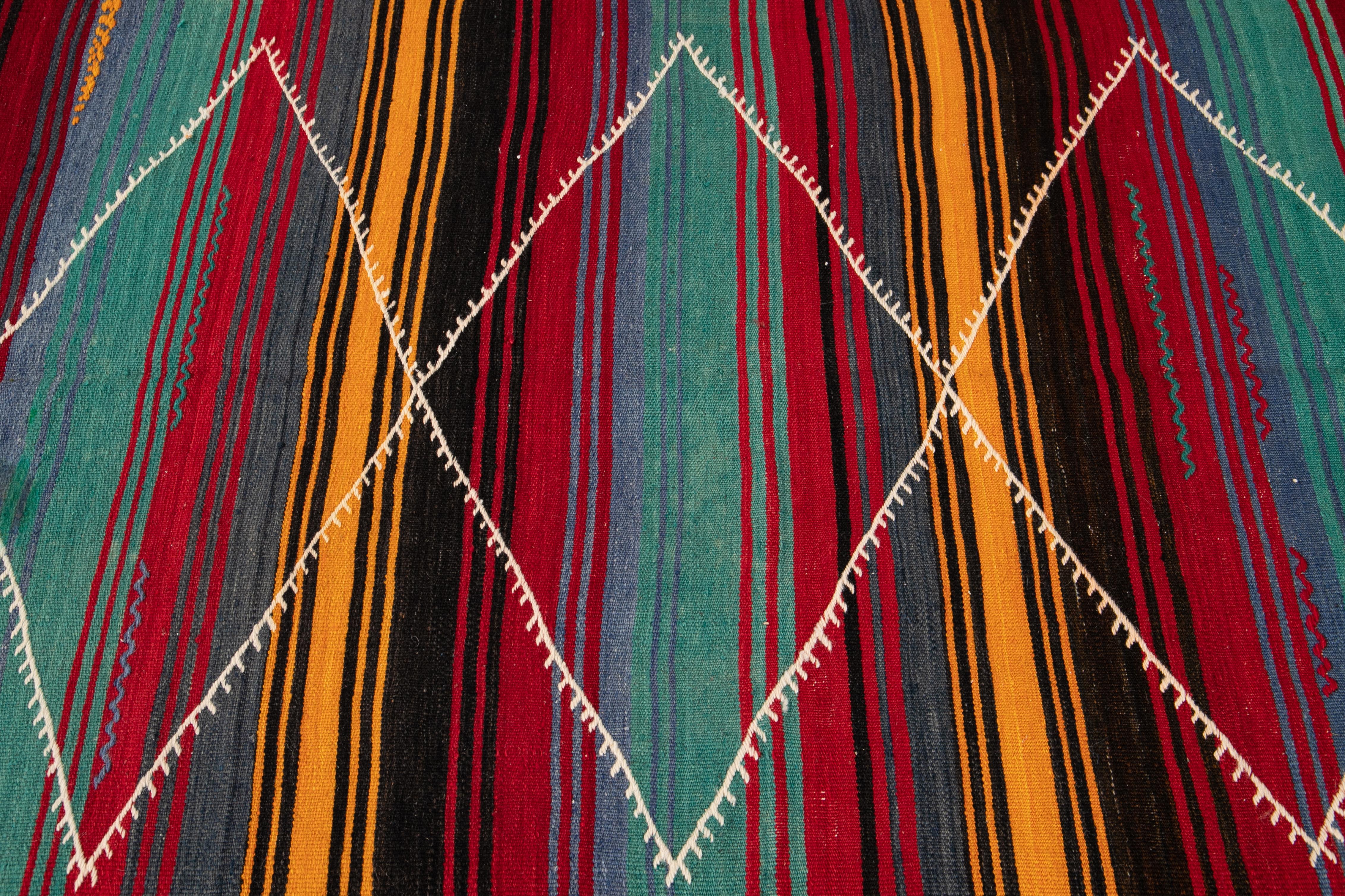 Mid-20th Century Vintage Kilim Wool Runner Rug In Good Condition For Sale In Norwalk, CT