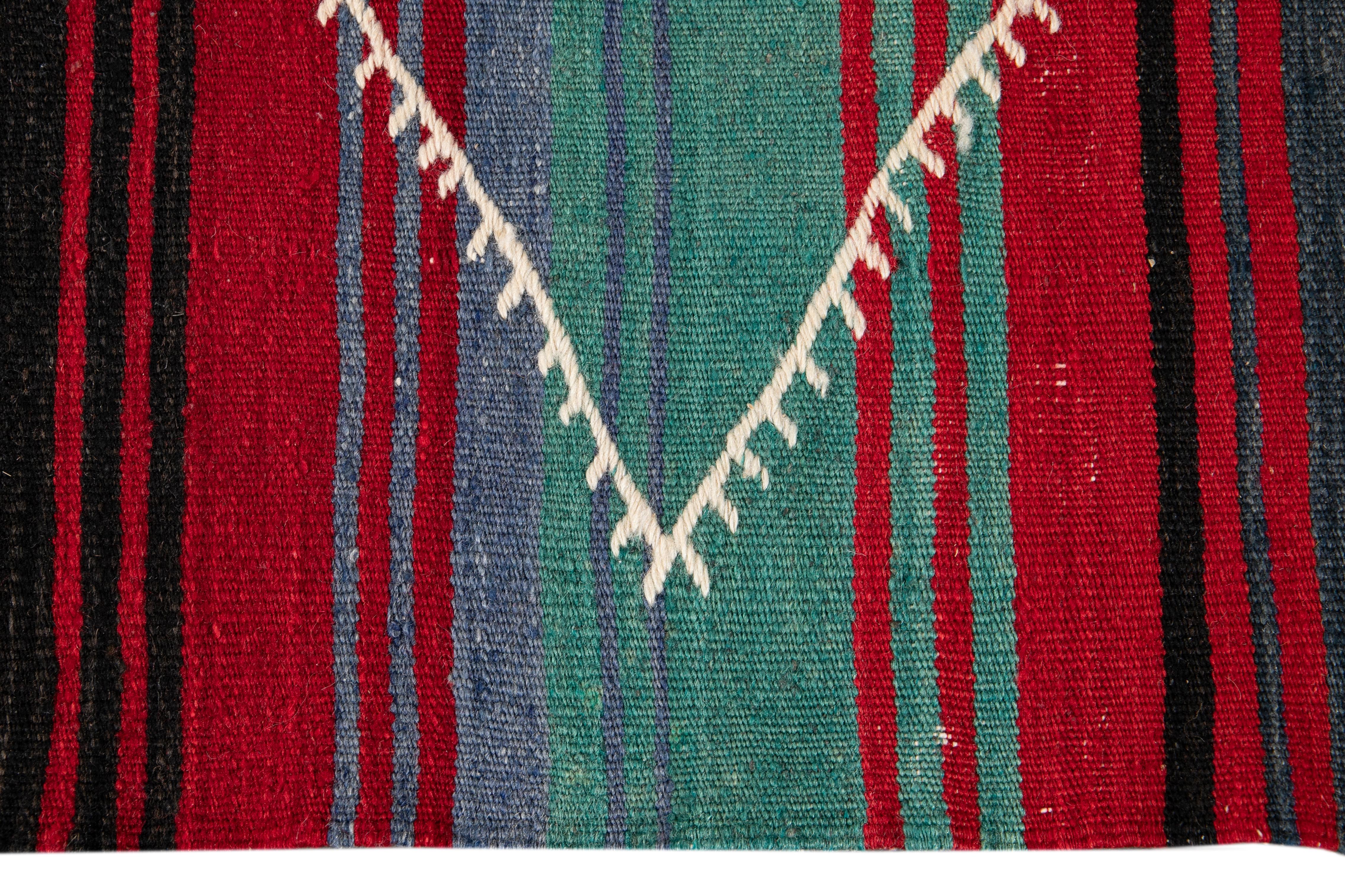 Mid-20th Century Vintage Kilim Wool Runner Rug For Sale 1