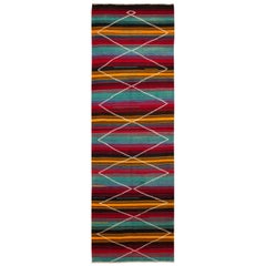 Mitte des 20. Jahrhunderts Vintage Kilim Wolle Läufer Teppich