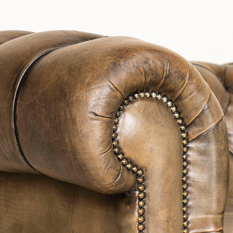 Mid-20th Century Vintage Leather Chesterfield 3 Seat Sofa 2