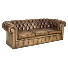 Mid-20th Century Vintage Leather Chesterfield 3 Seat Sofa