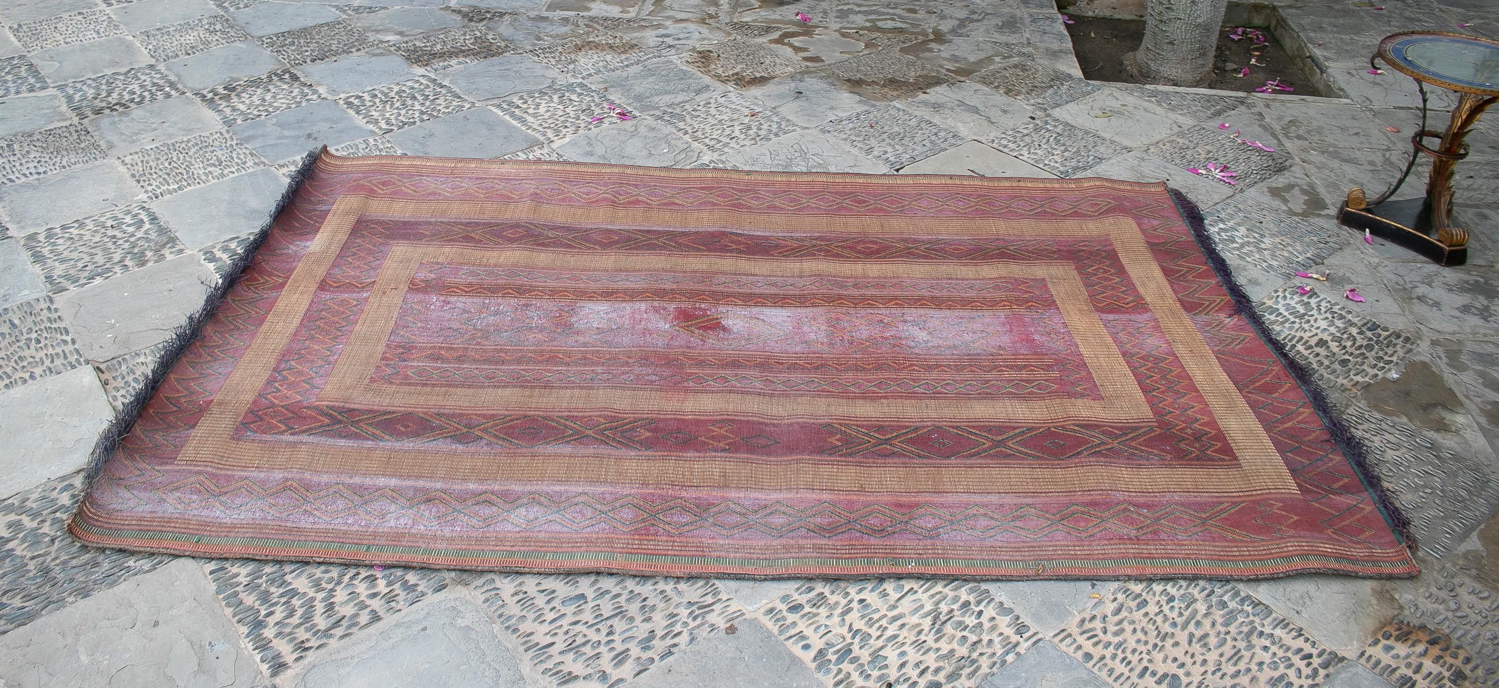 Mid-20th century vintage Mauritanian leather tuareg rug, North Africa.