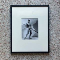 Mid 20th Century Vintage Bruce of La Framed Photograph of Man With Pole Vaulting