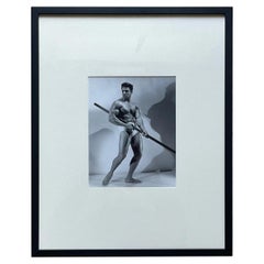 Mid 20th Century Vintage Bruce of La Framed Photograph of Man With Pole Vaulting