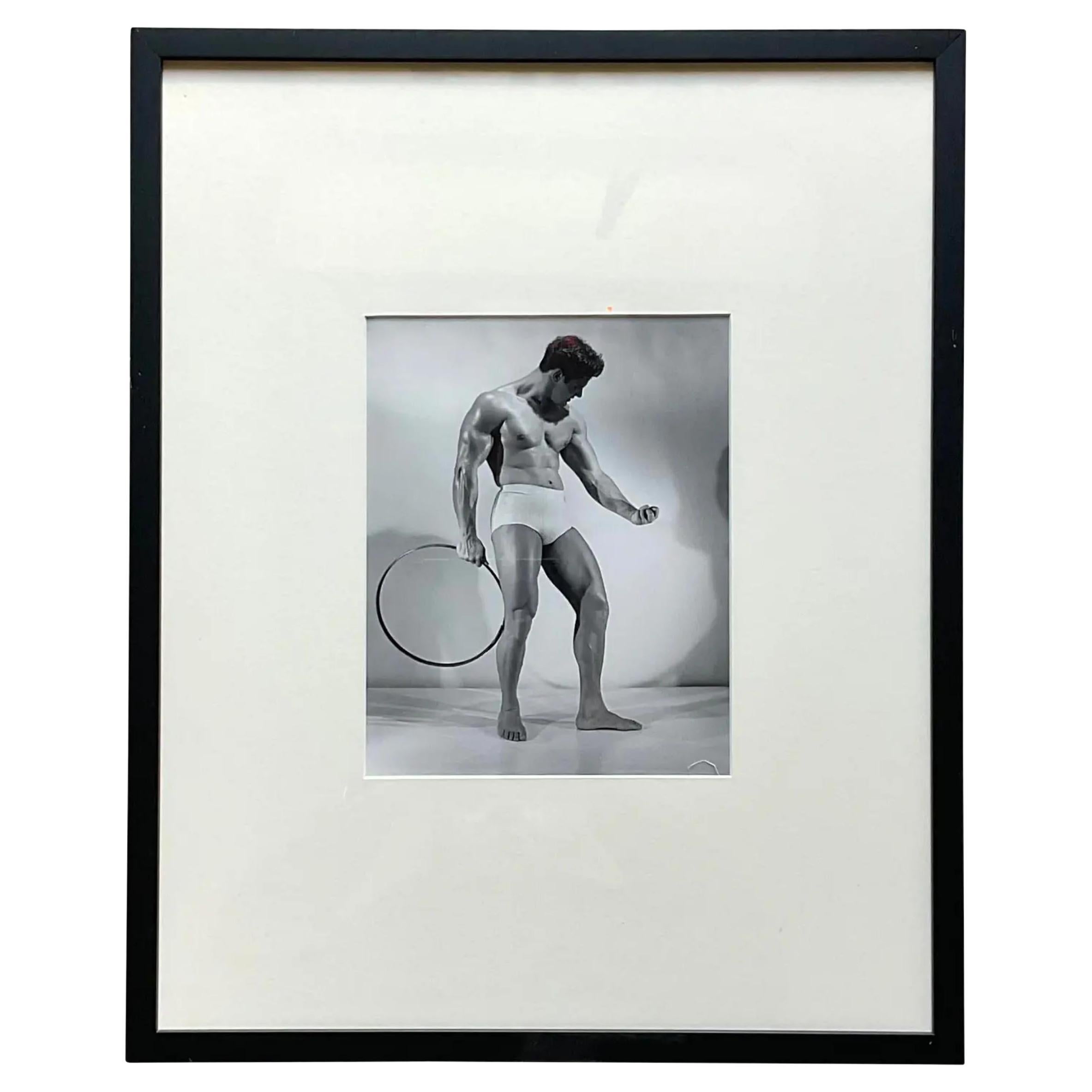 Mid 20th Century Vintage Bruce of La Vintage Framed Photograph on Man with Hoop For Sale