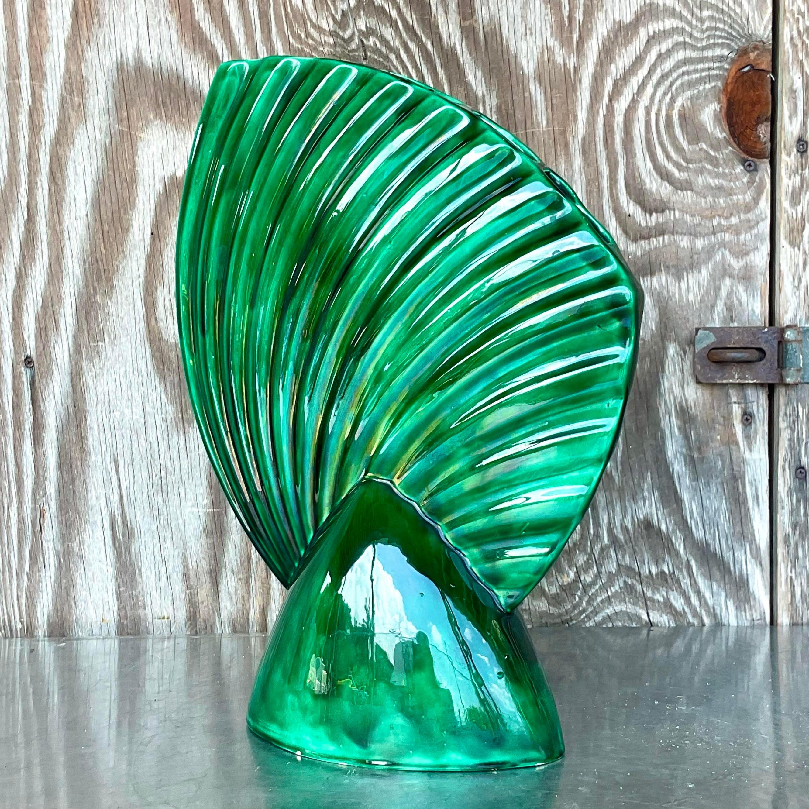 North American Mid 20th Century Vintage Mid-Century Modern Glazed Ceramic Gladiola Vase For Sale