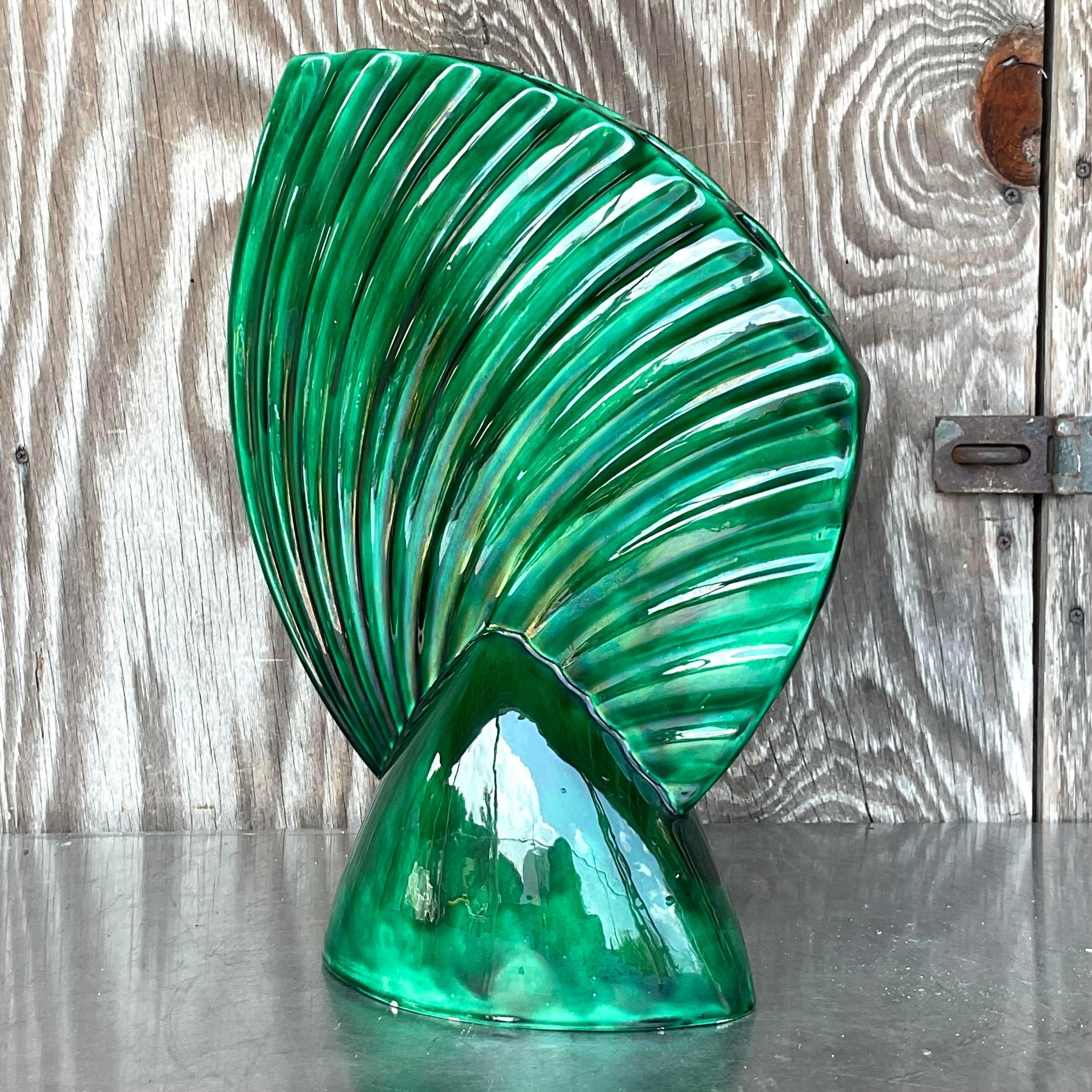 Mid 20th Century Vintage Mid-Century Modern Glazed Ceramic Gladiola Vase For Sale 1