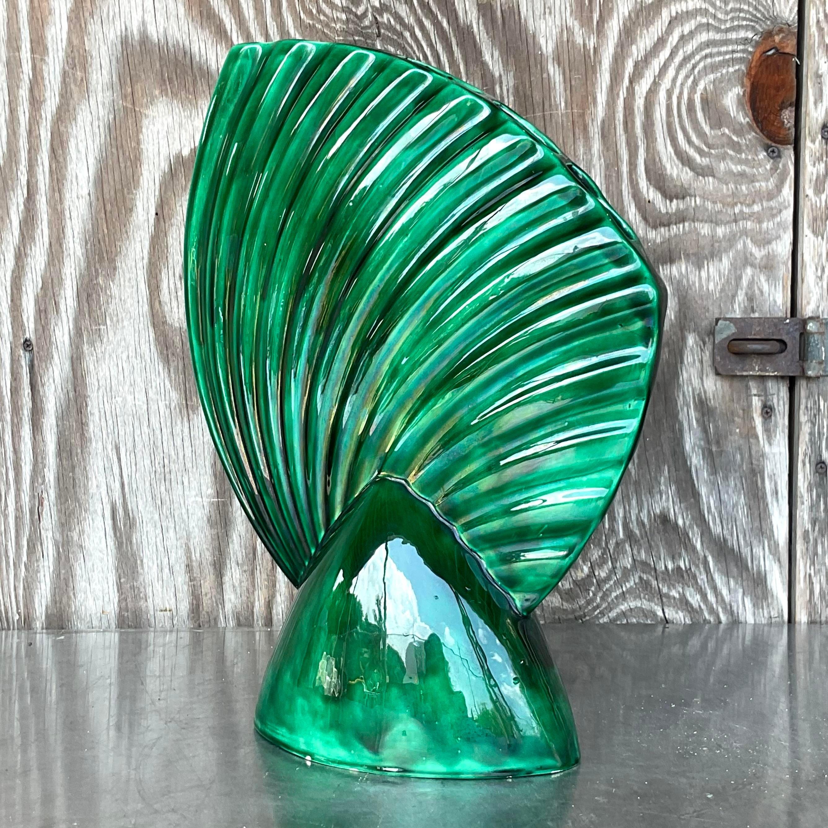 Mid 20th Century Vintage Mid-Century Modern Glazed Ceramic Gladiola Vase For Sale 2