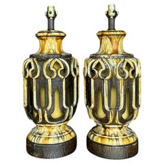 Mid 20th Century Vintage Mid-Century Modern Glazed Ceramic Lamps - a Pair