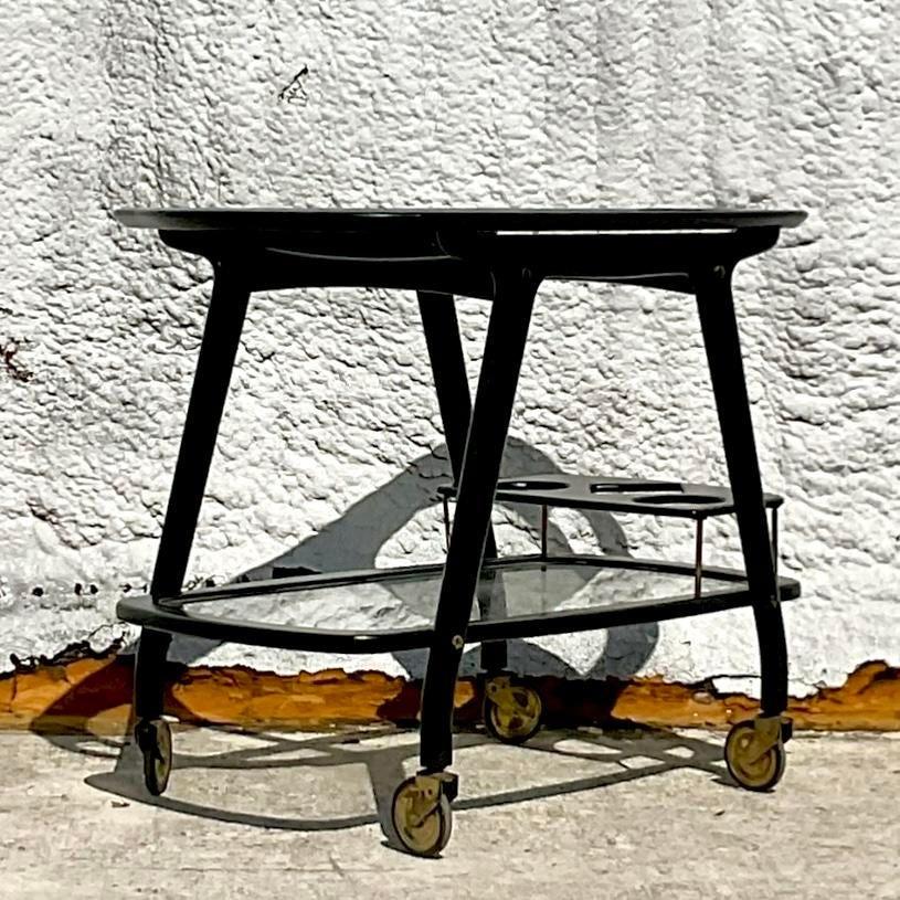 Carrito de bar italiano de mediados del siglo XX Vintage de mediados de siglo moderno Caesare Lacca Italiano en venta