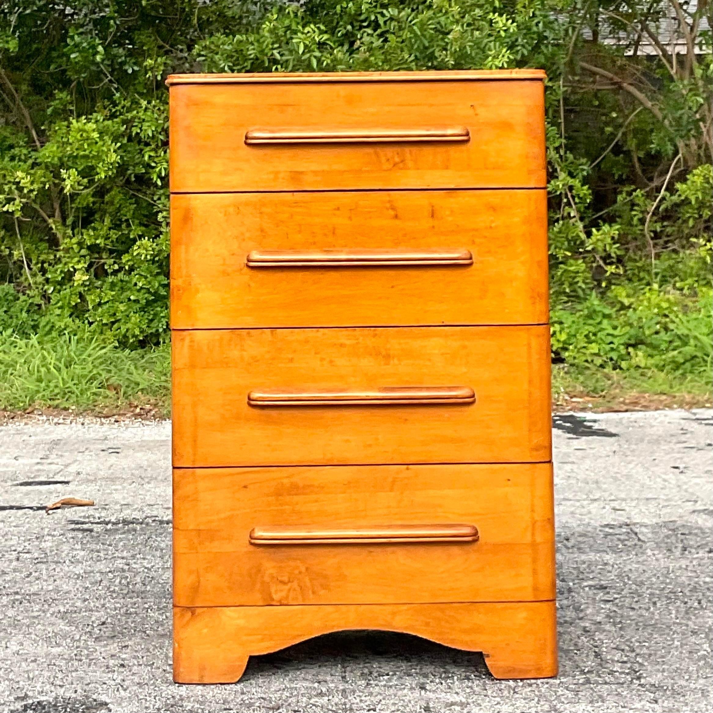 Mid 20th Century Vintage Mid-Century Modern Maple Tall Chest of Drawers For Sale 3