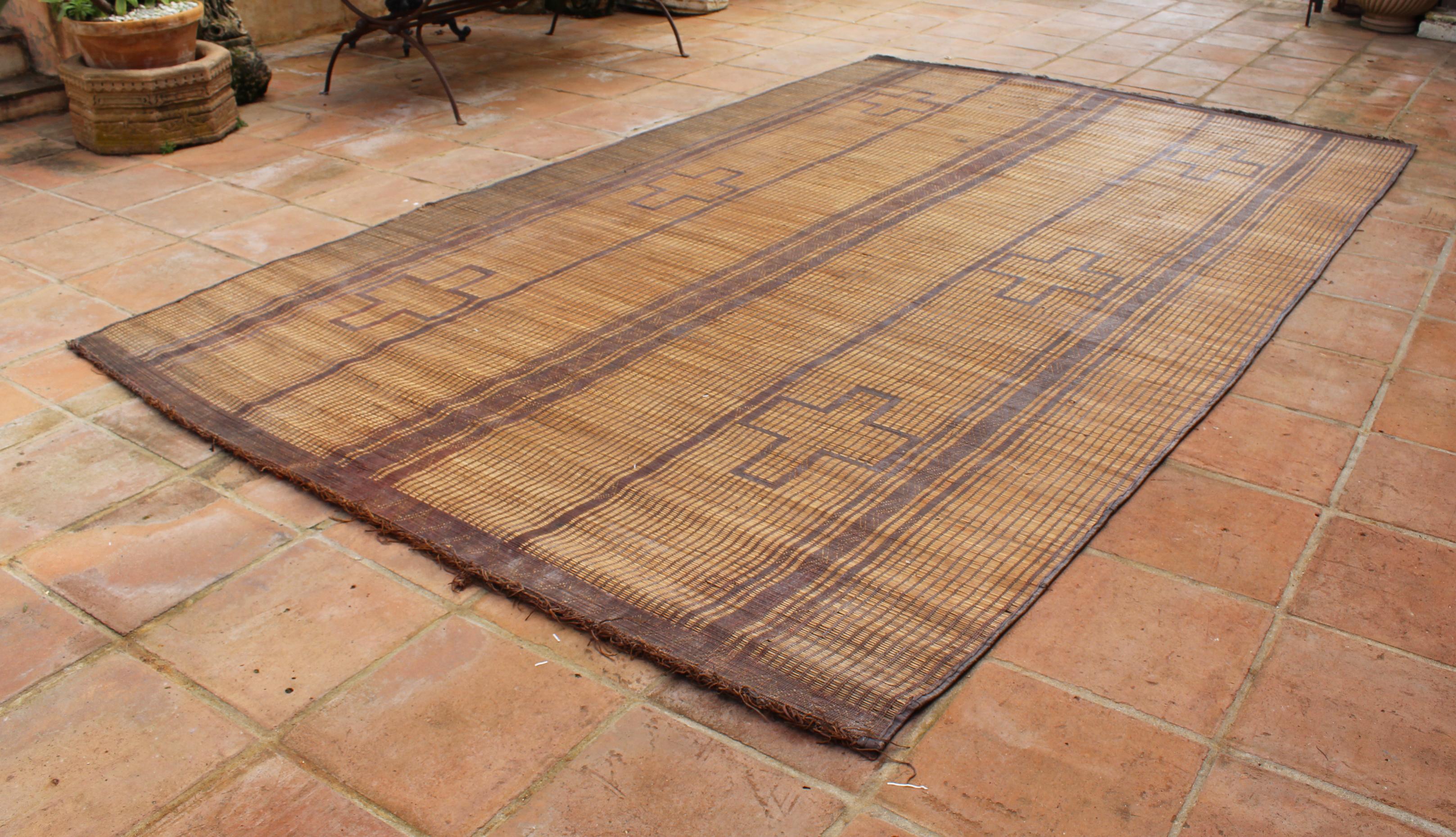 Mid-20th Century Vintage Mauritanian Leather Tuareg Rug North Africa In Good Condition For Sale In Marbella, ES