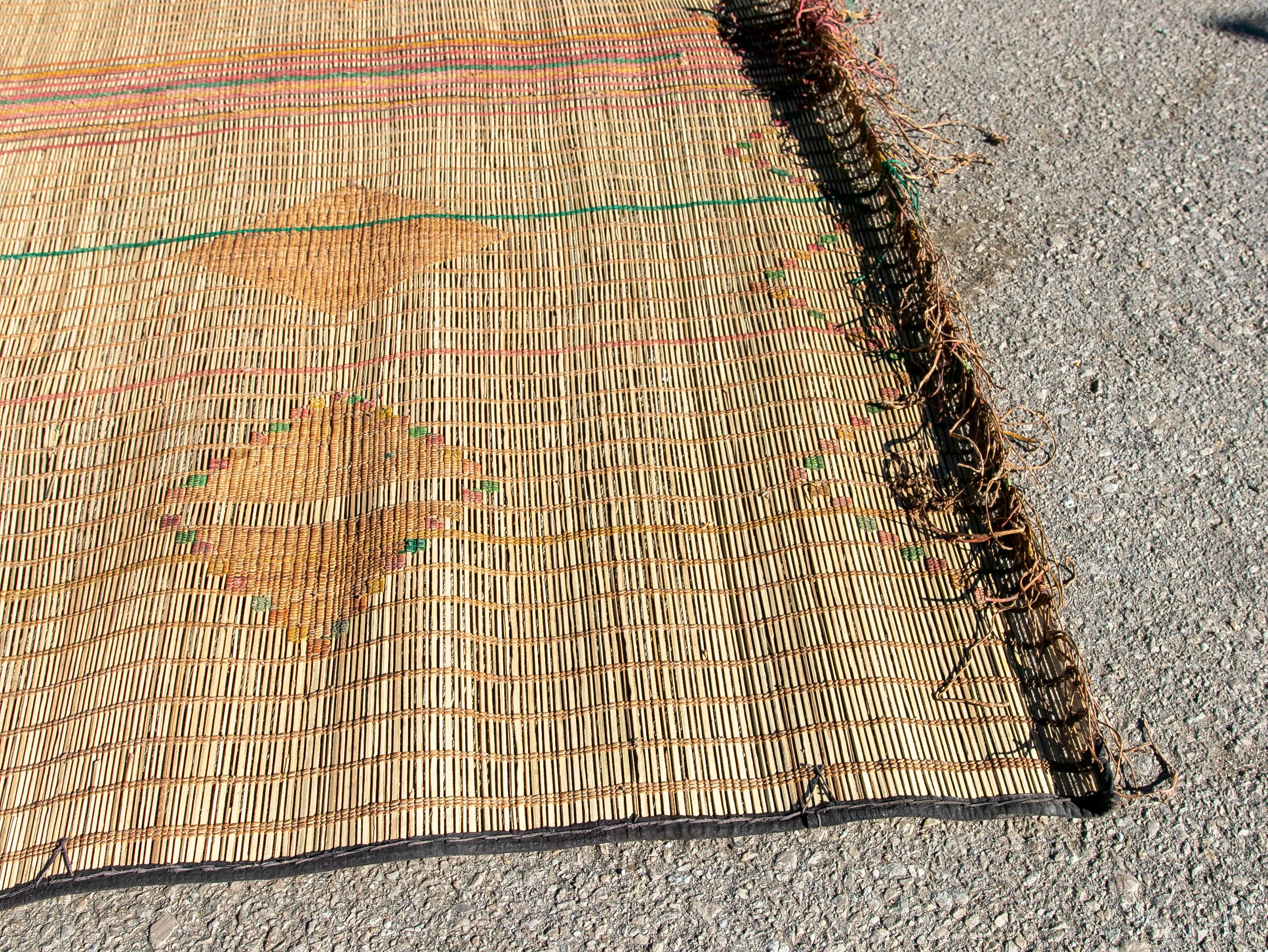 Mid-20th Century, Vintage Moroccan Leather Tuareg Rug North Africa In Good Condition For Sale In Marbella, ES