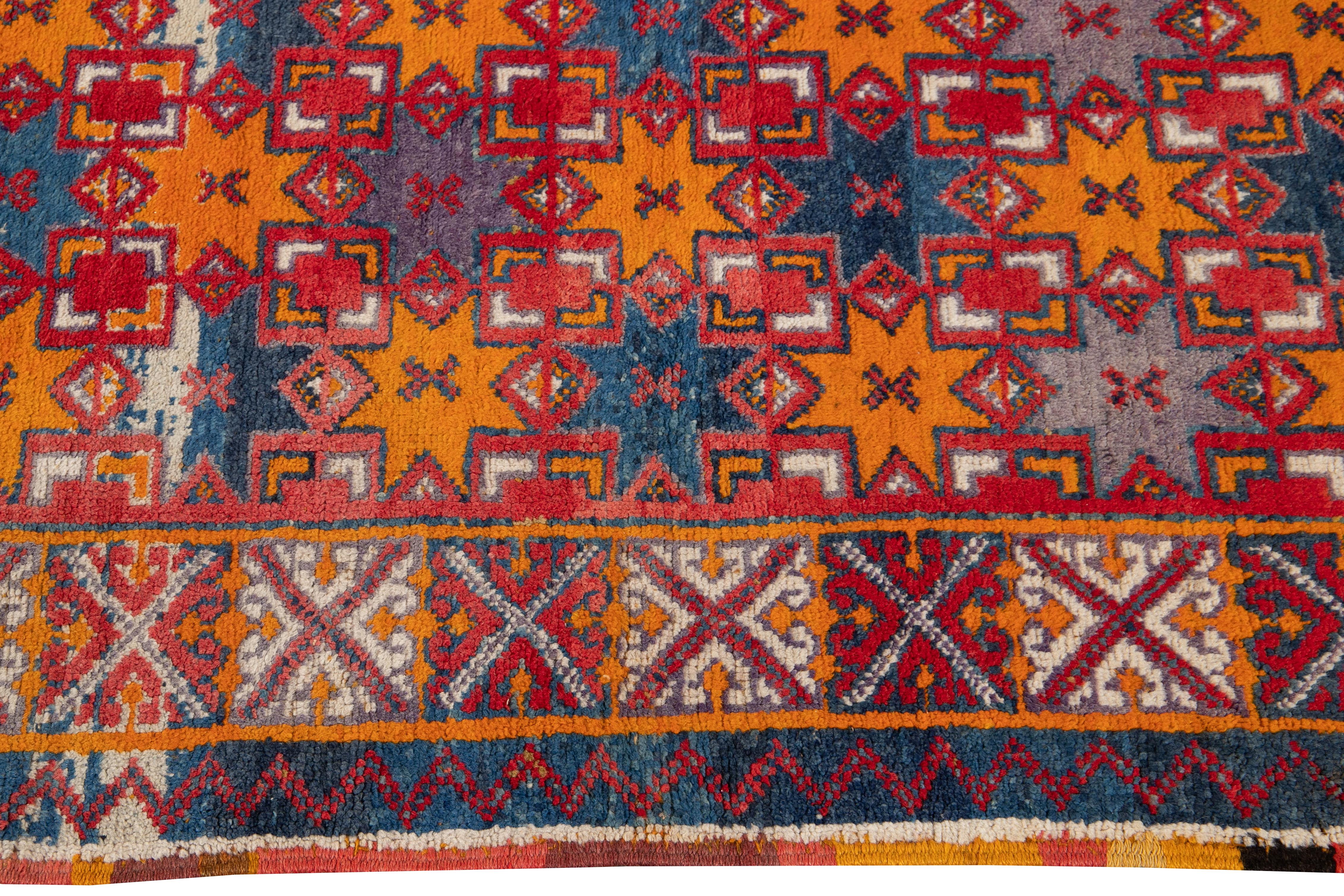 Wool Mid-20th Century Vintage Moroccan Rug For Sale