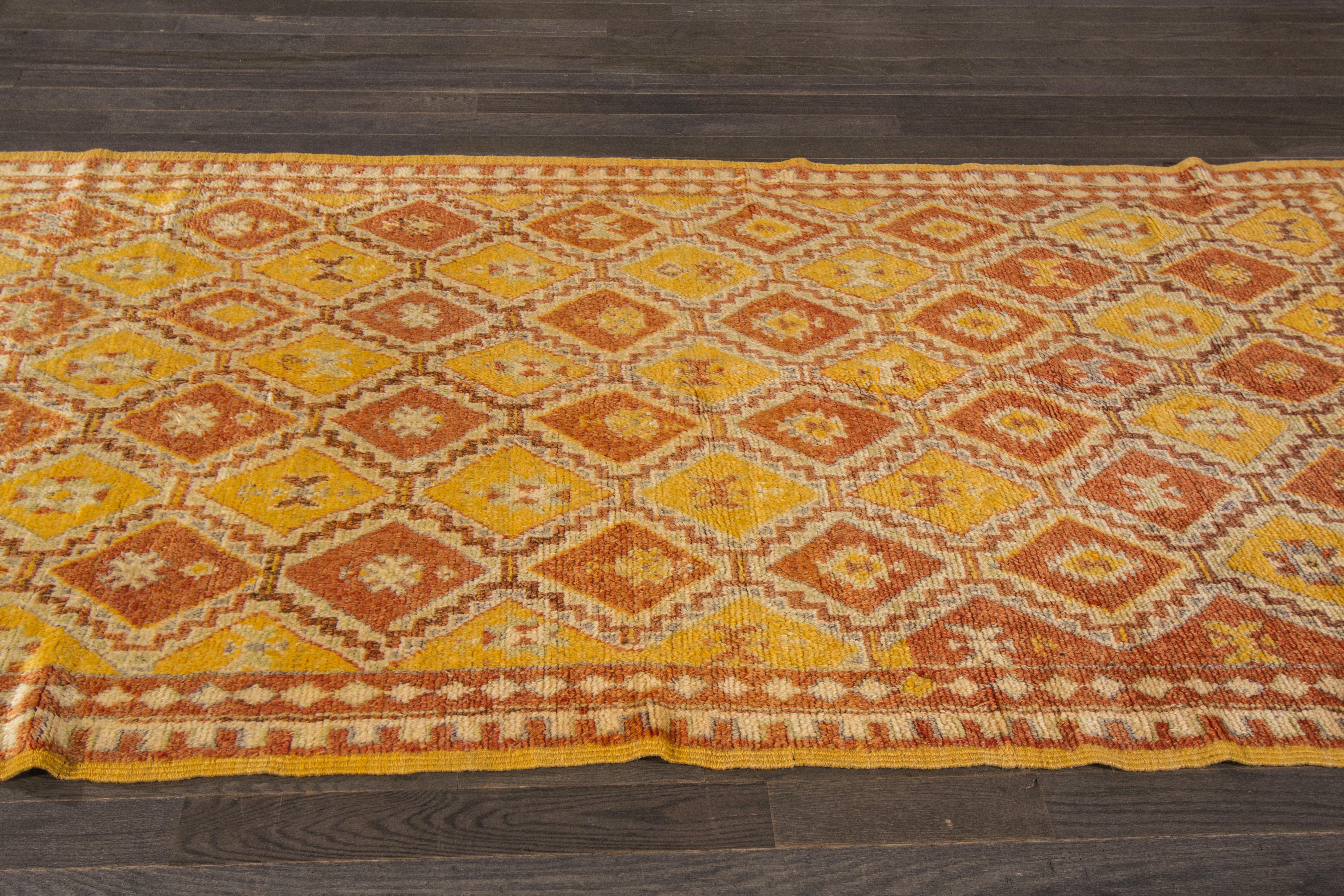 Hand-Knotted Mid 20th Century Vintage Moroccan Tribal Wool Rug For Sale