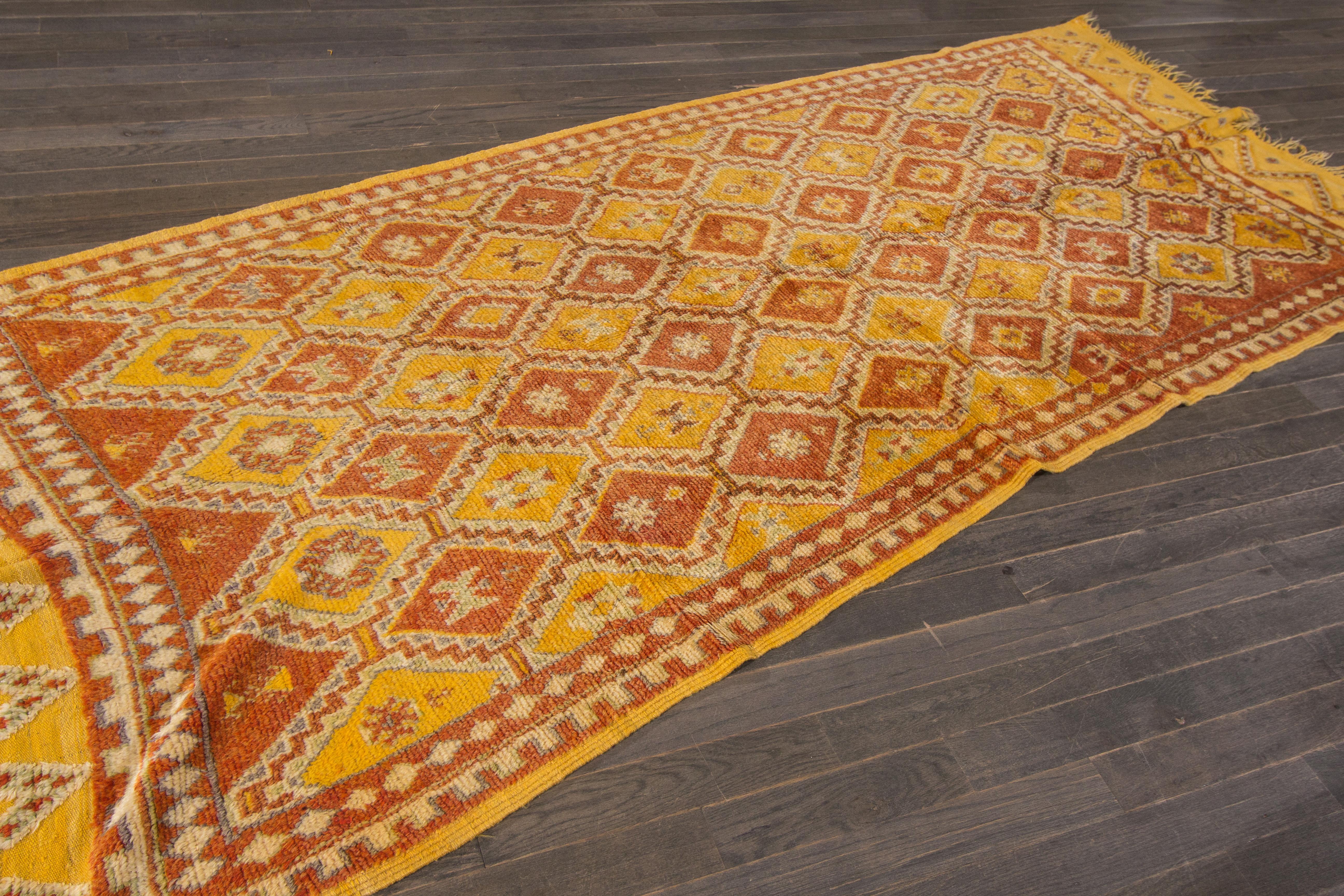 Mid 20th Century Vintage Moroccan Tribal Wool Rug For Sale 2