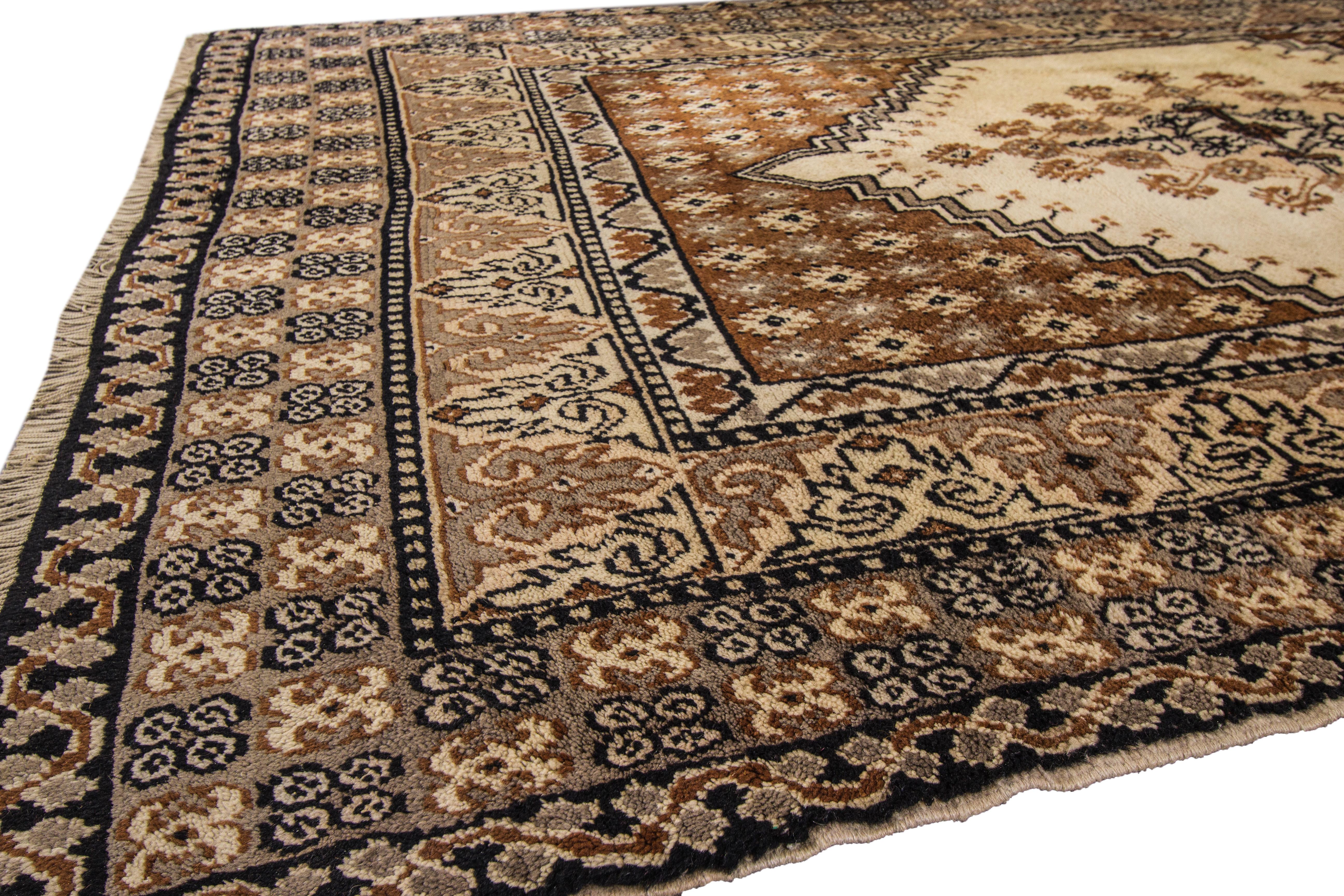 Hand-Knotted Mid-20th Century Vintage Moroccan Tribal Wool Rug  For Sale