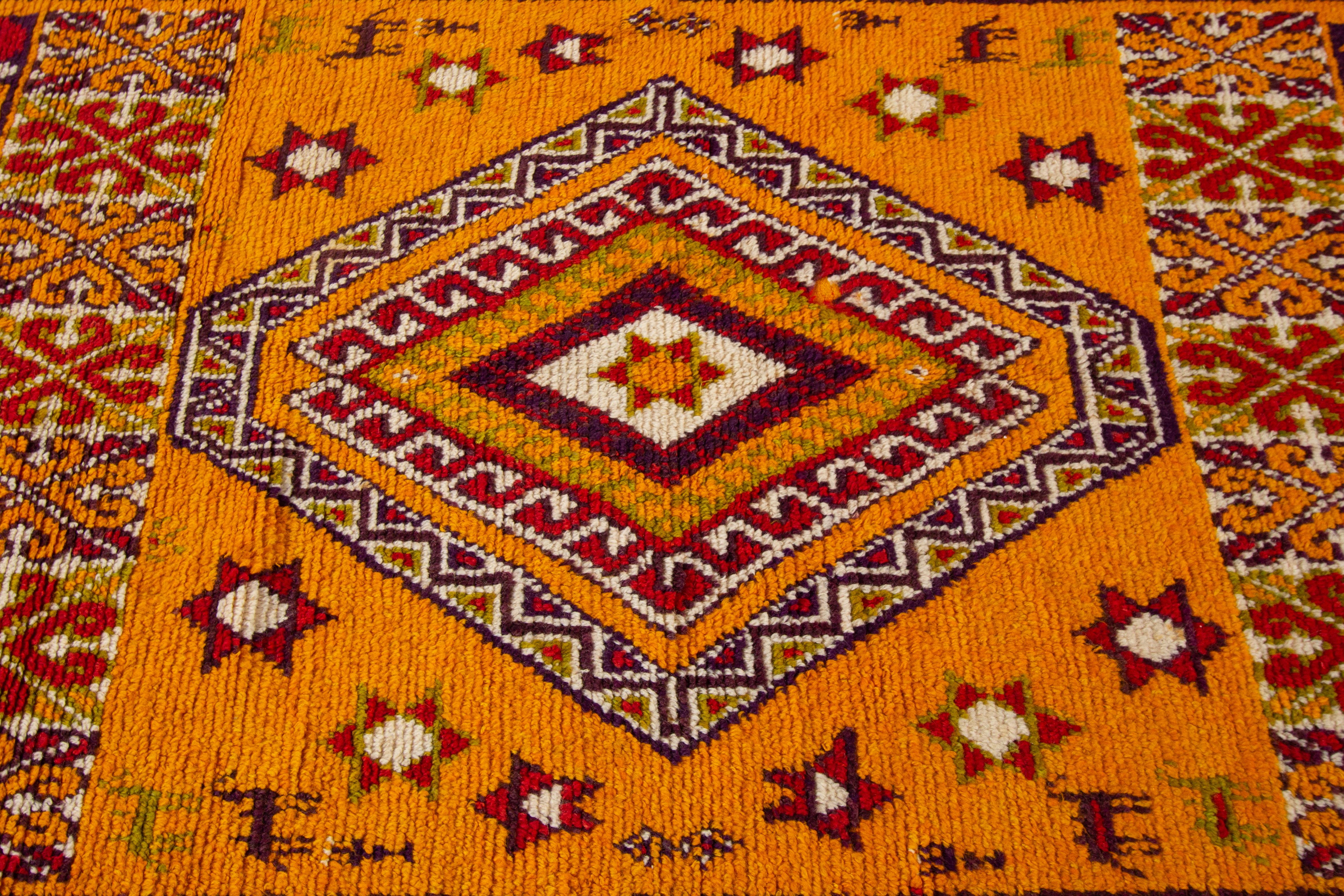 Mid-20th Century Vintage Moroccan Tribal Wool Rug For Sale 1