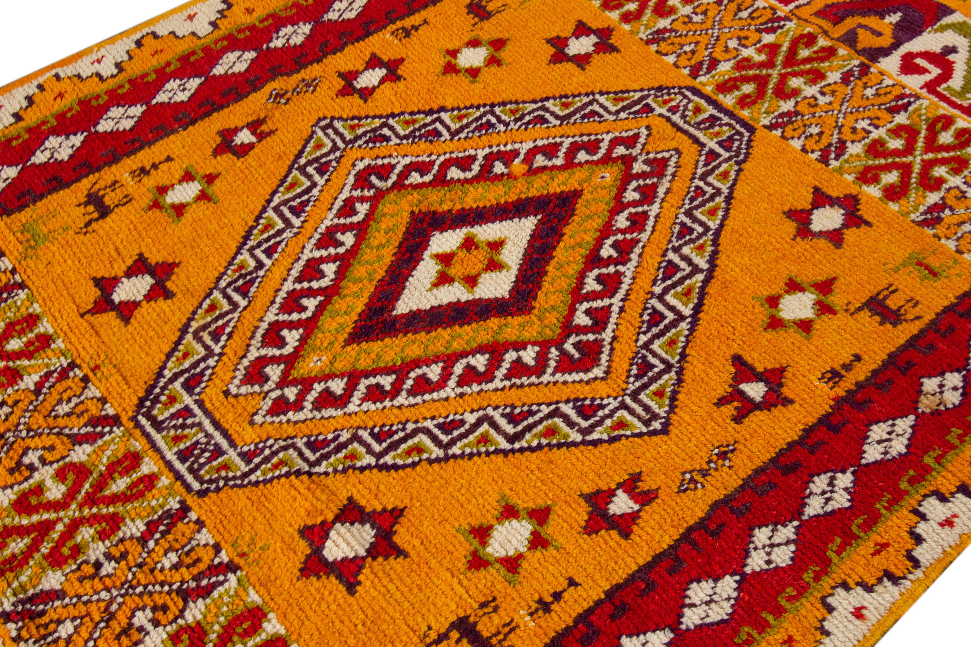 Mid-20th Century Vintage Moroccan Tribal Wool Rug For Sale 4