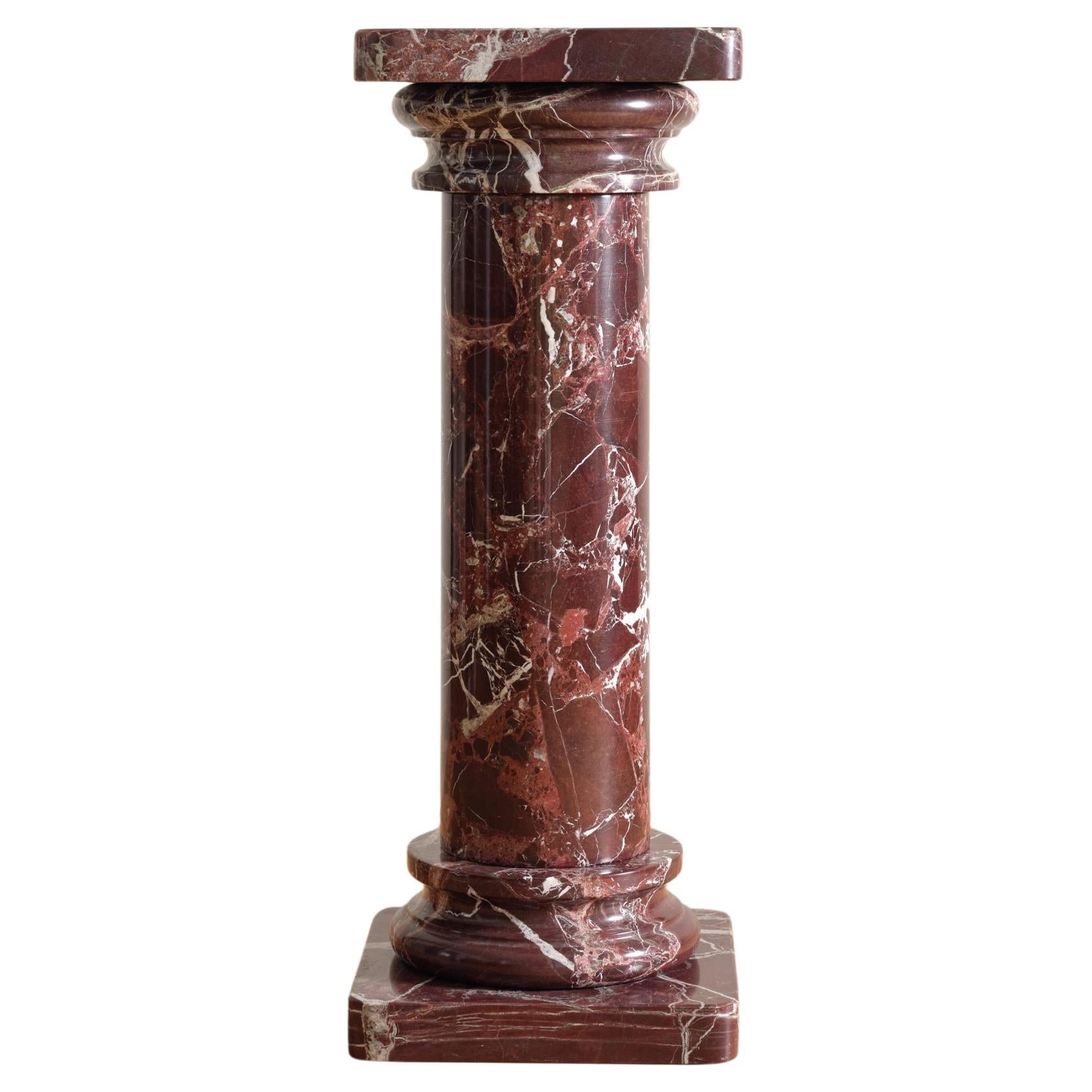 Mid-20th Century Vintage Neoclassical Red Marble Pedestal Column For Sale