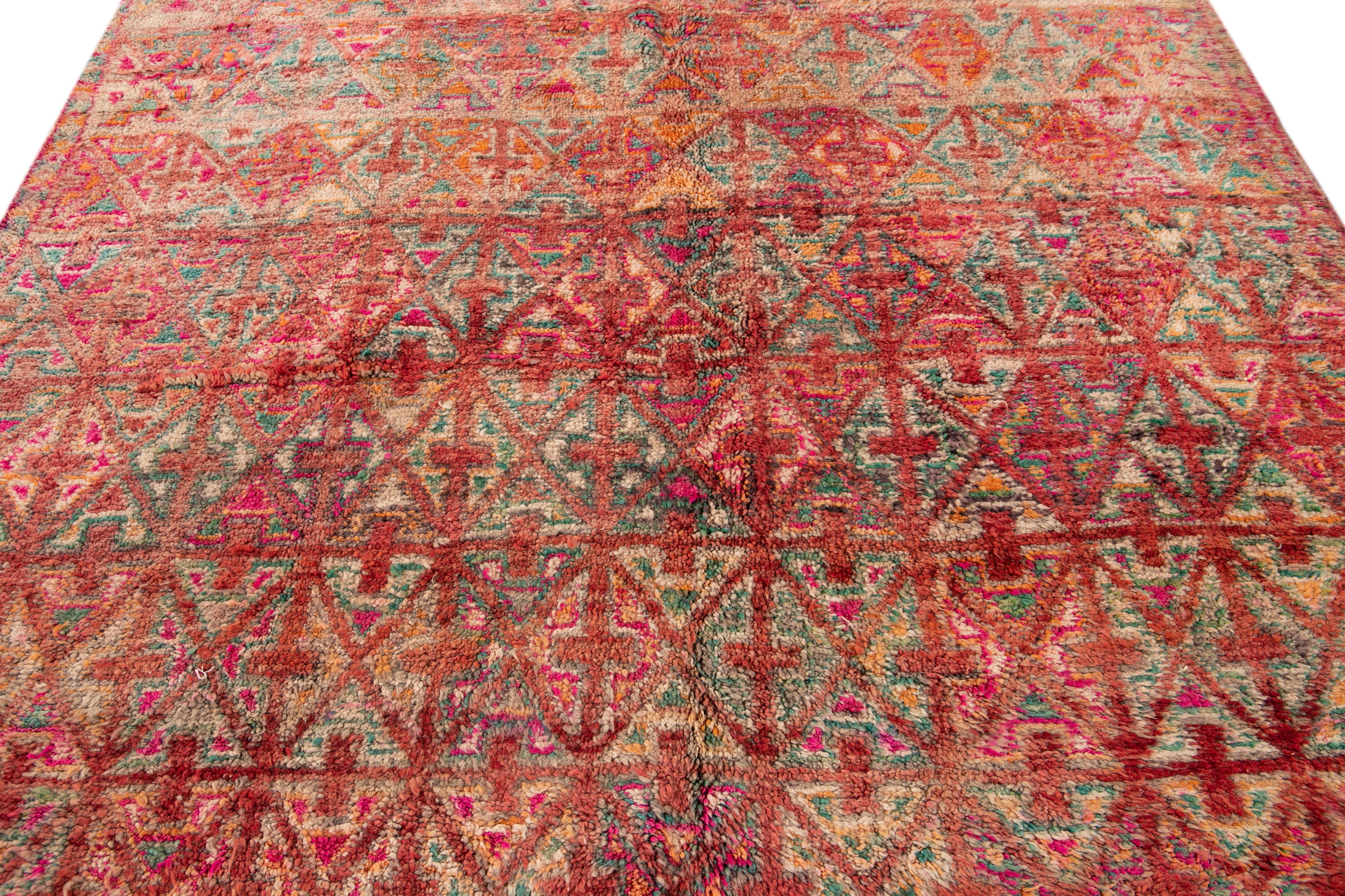 Mid-20th Century Vintage Orange Tribal Moroccan Wool Rug 6