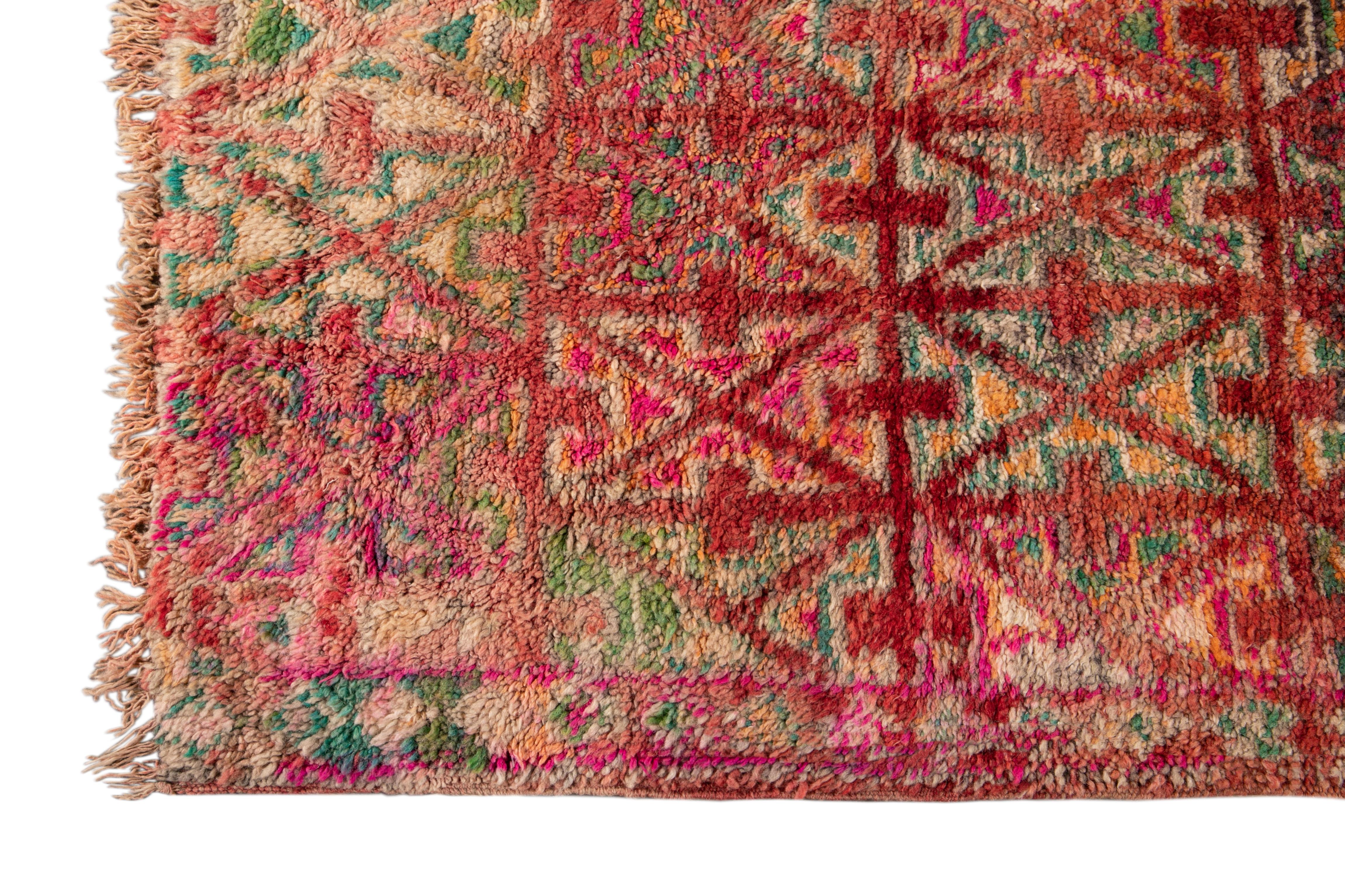 Mid-20th Century Vintage Orange Tribal Moroccan Wool Rug 2