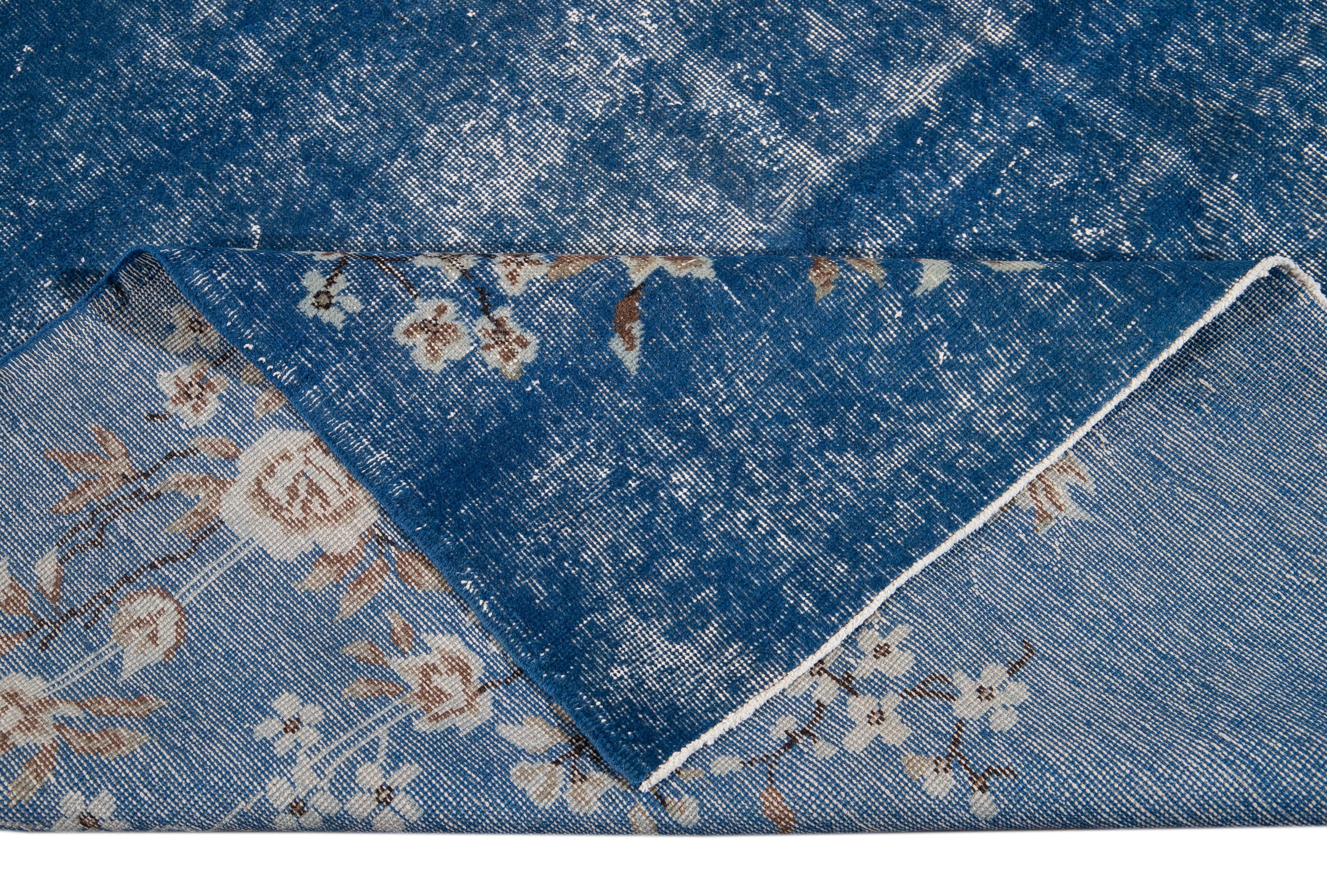 Mid-20th Century Vintage Overdyed Wool Rug For Sale 5