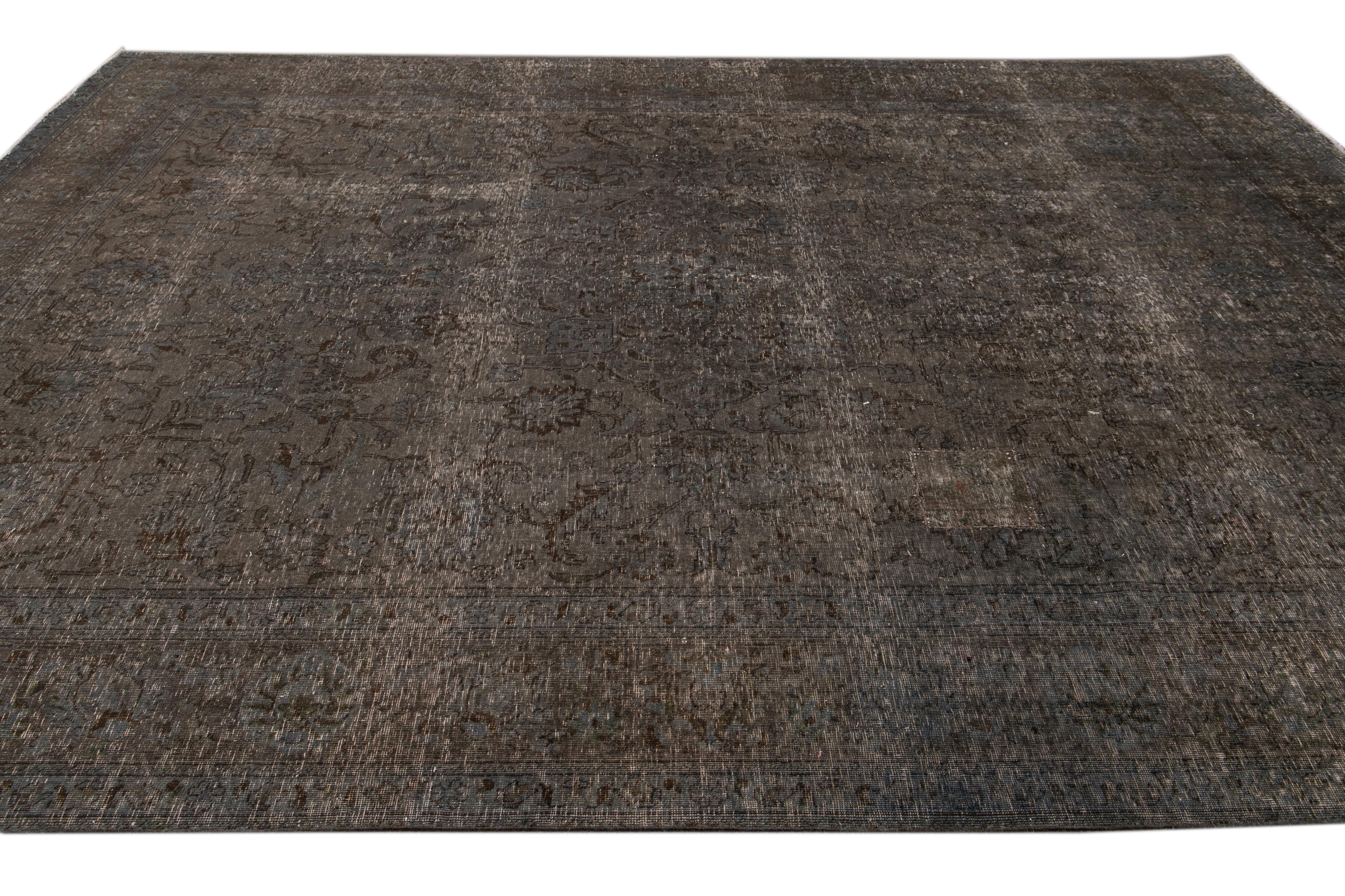 Mid-20th Century Vintage Overdyed Wool Rug For Sale 5
