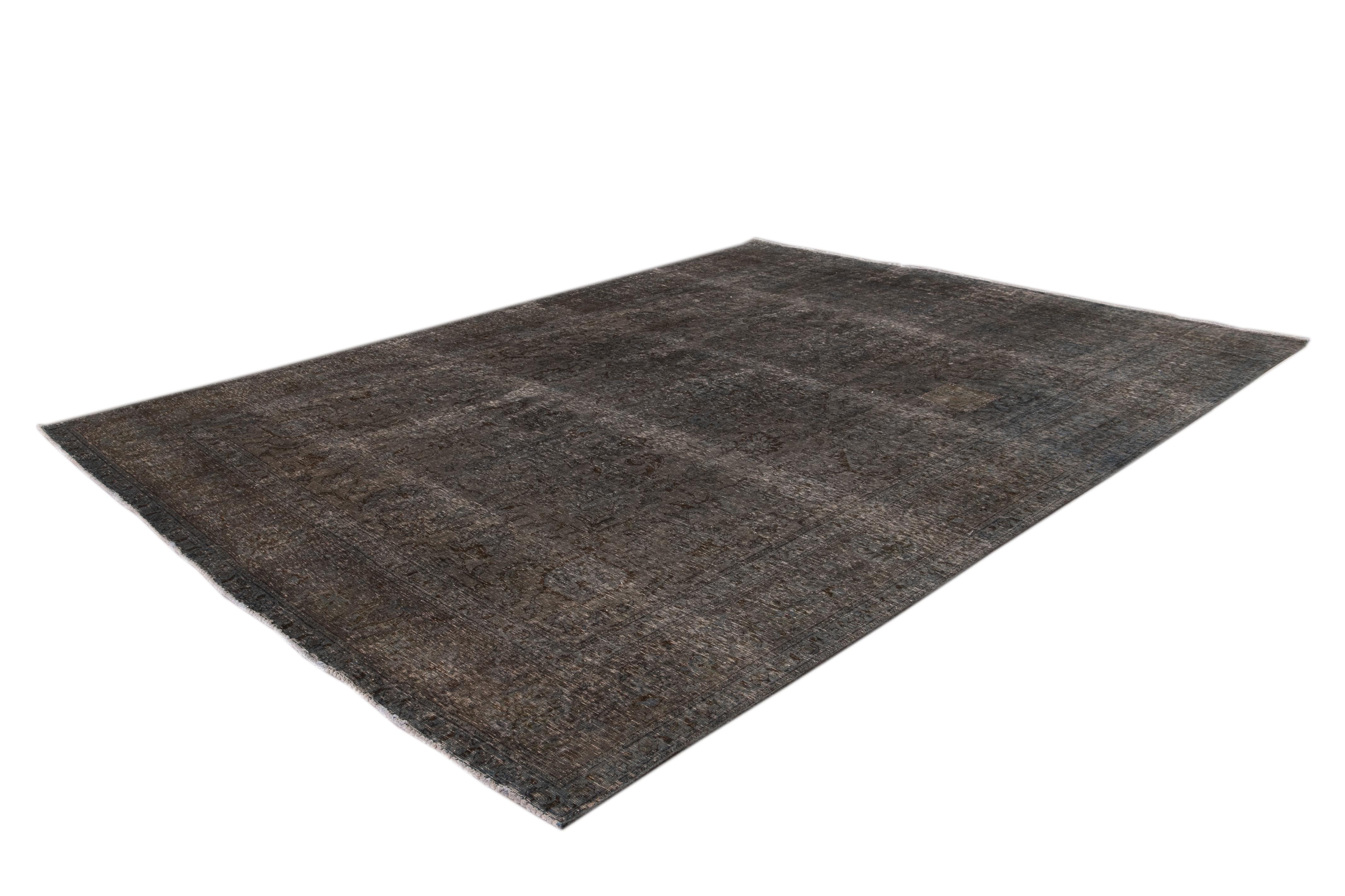 Mid-20th Century Vintage Overdyed Wool Rug For Sale 9