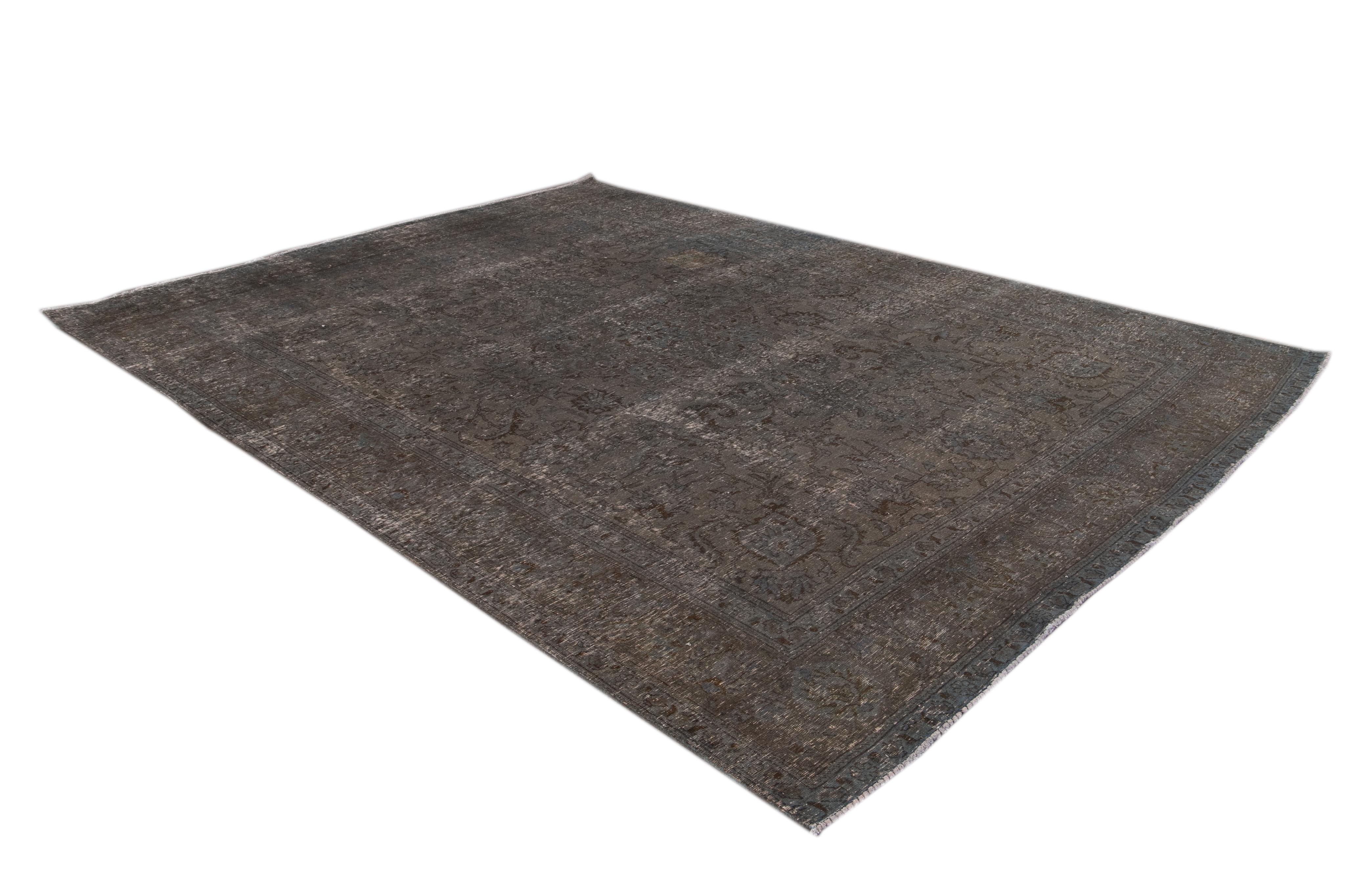 Mid-20th Century Vintage Overdyed Wool Rug For Sale 11