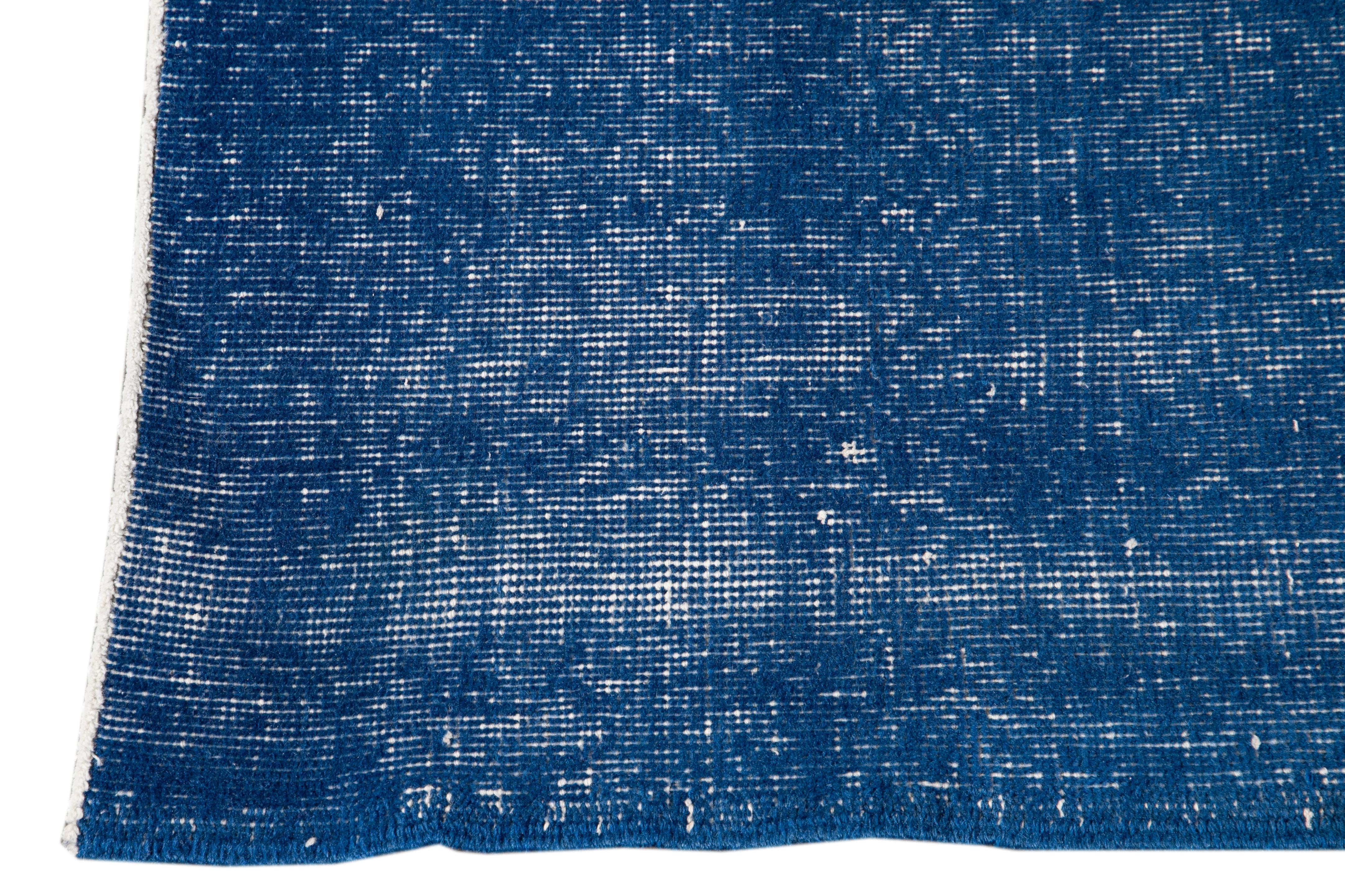 Hand-Knotted Mid-20th Century Vintage Overdyed Wool Rug For Sale