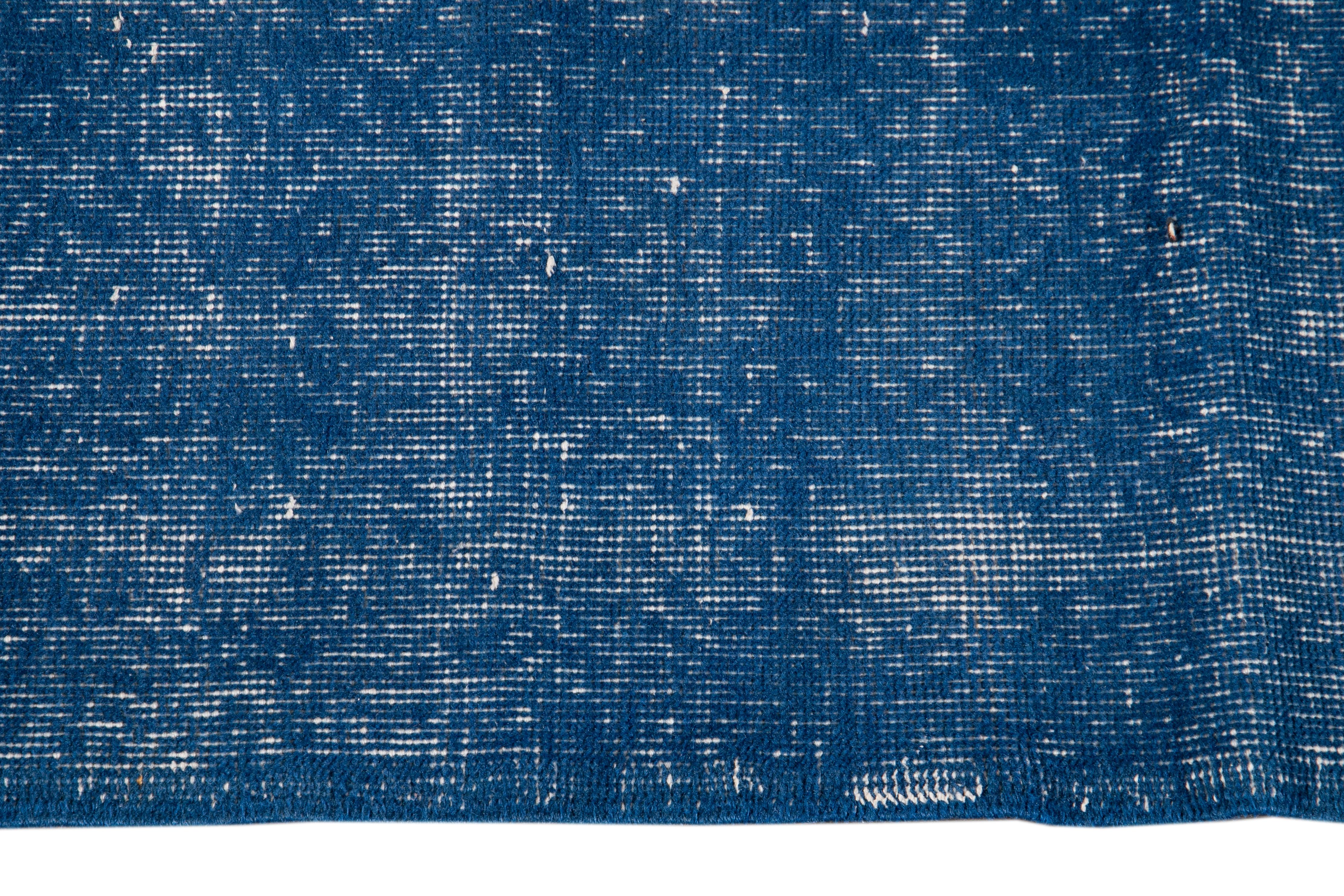Mid-20th Century Vintage Overdyed Wool Rug In Good Condition For Sale In Norwalk, CT